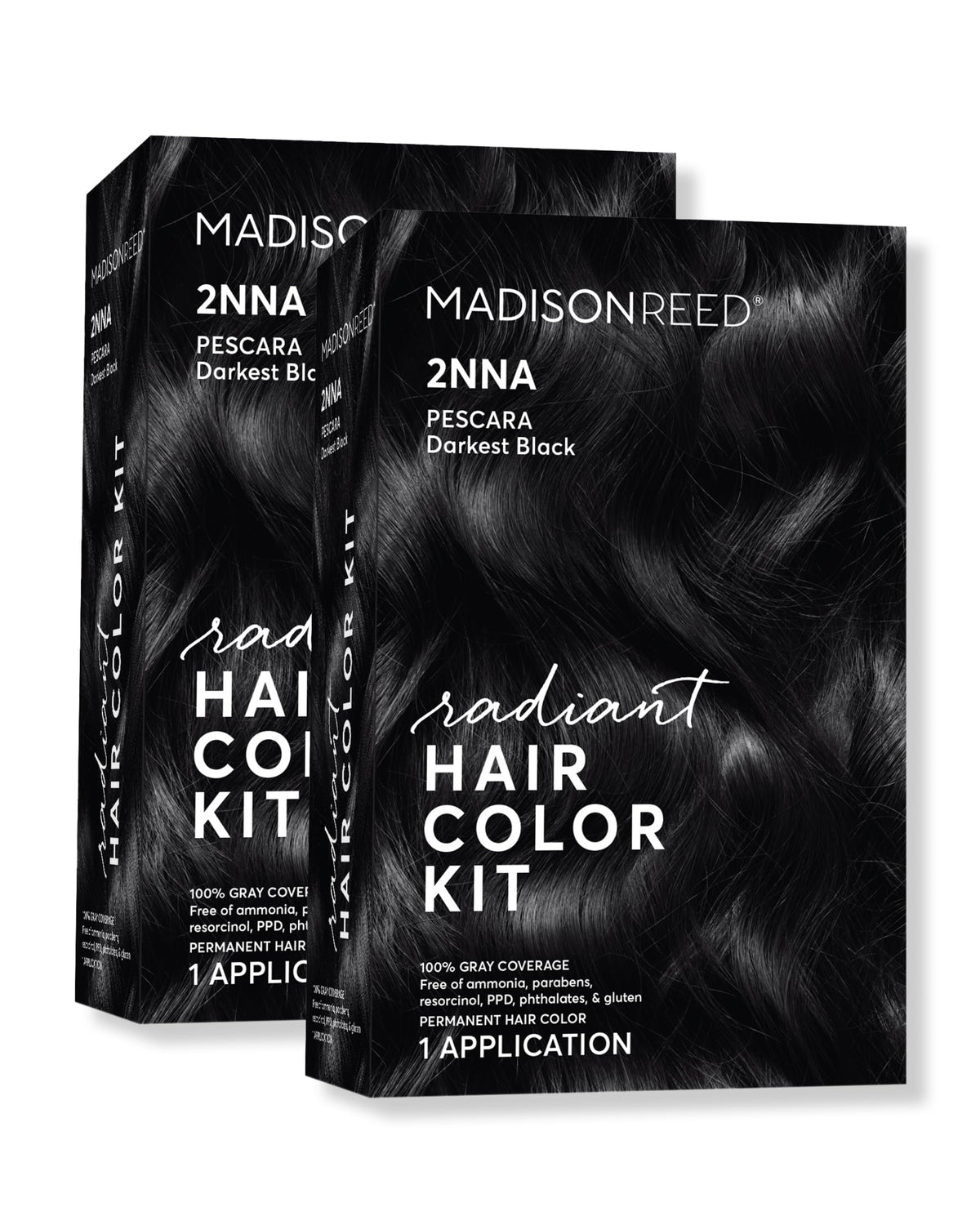 Madison Reed Pescara Black color kit packaging showing shade for gray coverage