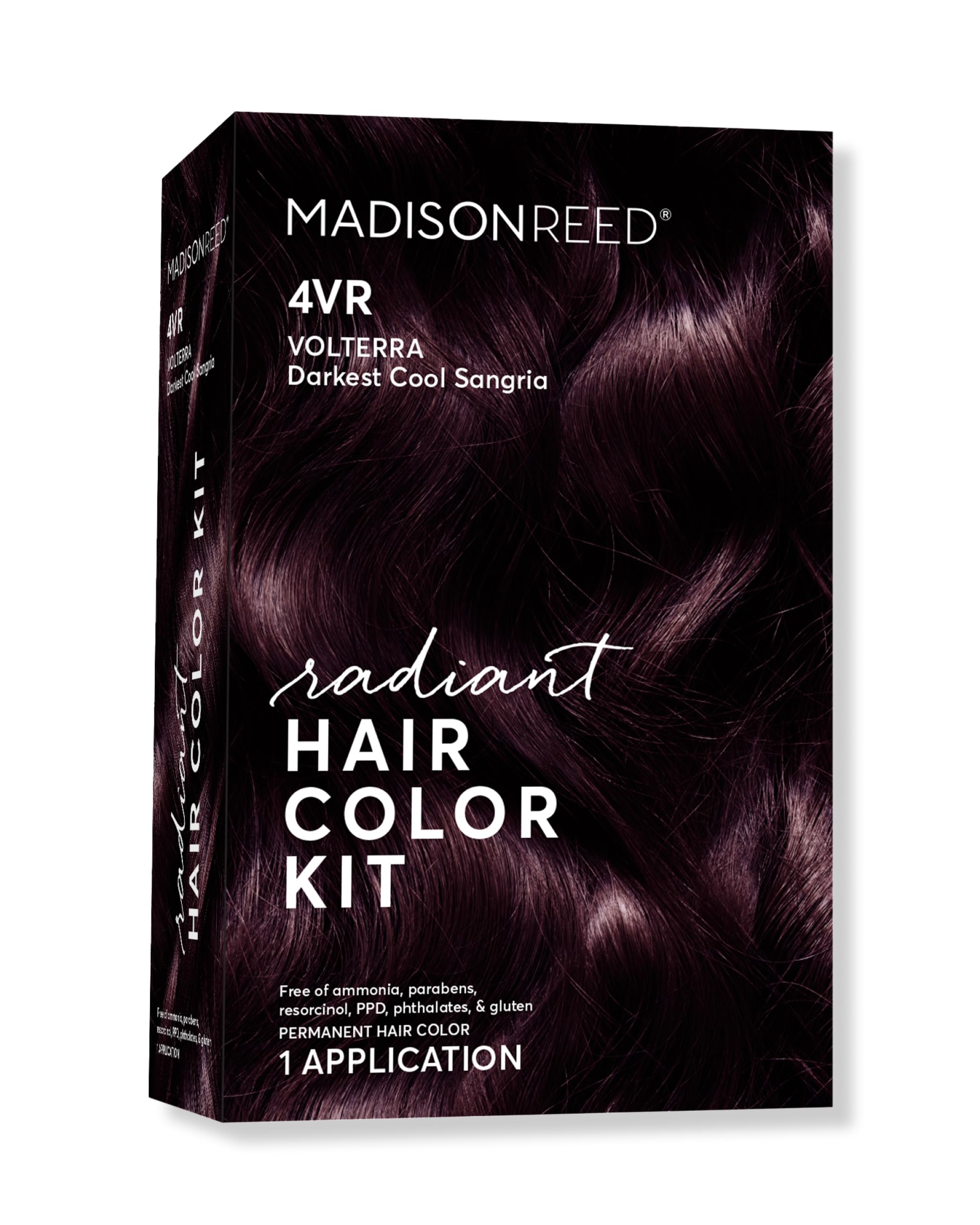 Madison Reed Radiant Color Kit packaging for 4VR darkest cool sangria showing gray coverage.