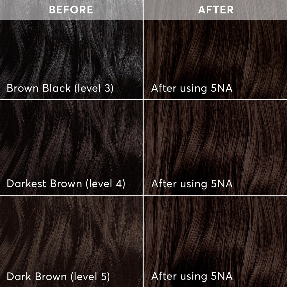 Madison Reed Radiant Color Kit 5NA swatches show the dark ash brown shade.