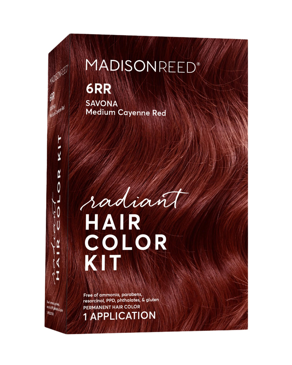 Madison Reed Radiant Color Kit packaging shows all-in-one dye system for convenient home coloring.