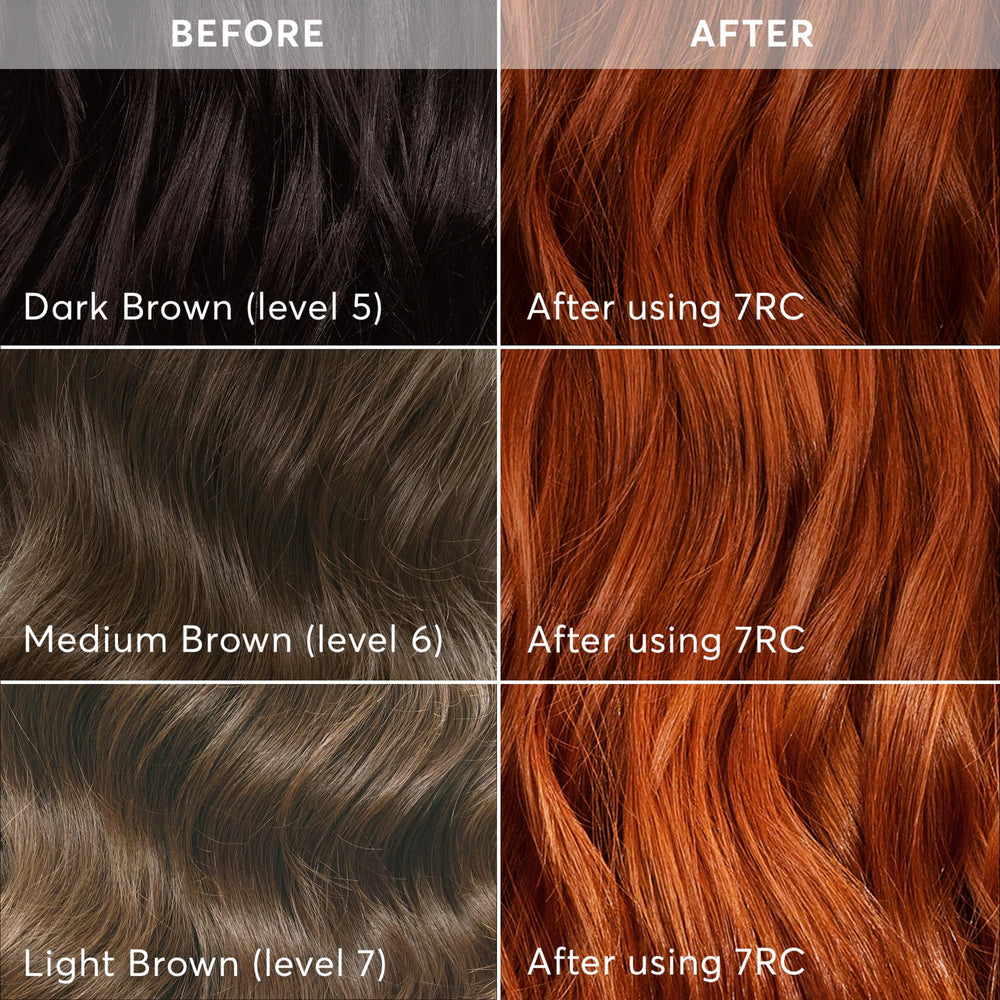 Madison Reed Radiant Color Kit 7RC before and after contrast.