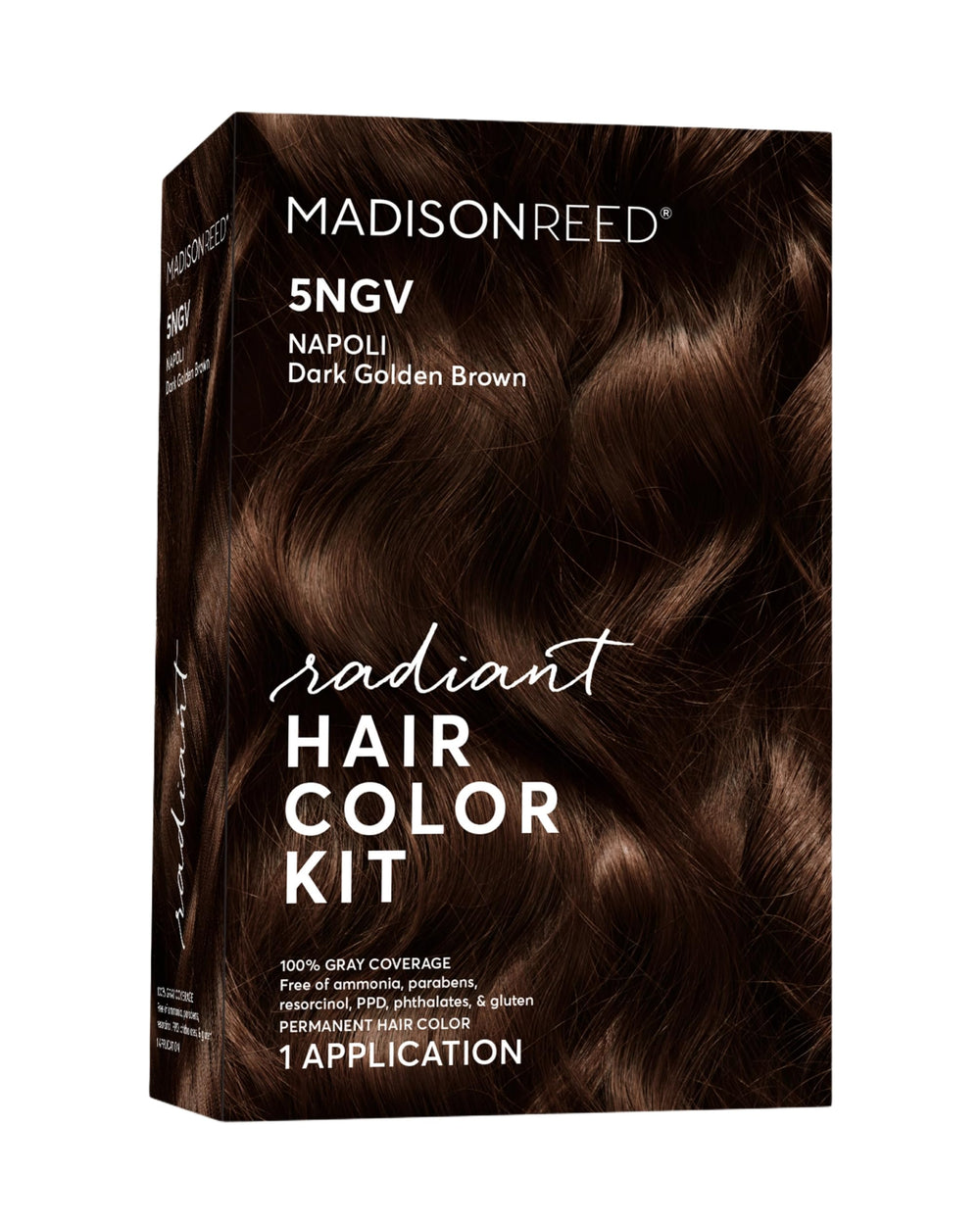 Madison Reed Radiant Color Kit Napoli Brown box illustrates all-in-one shade solution.