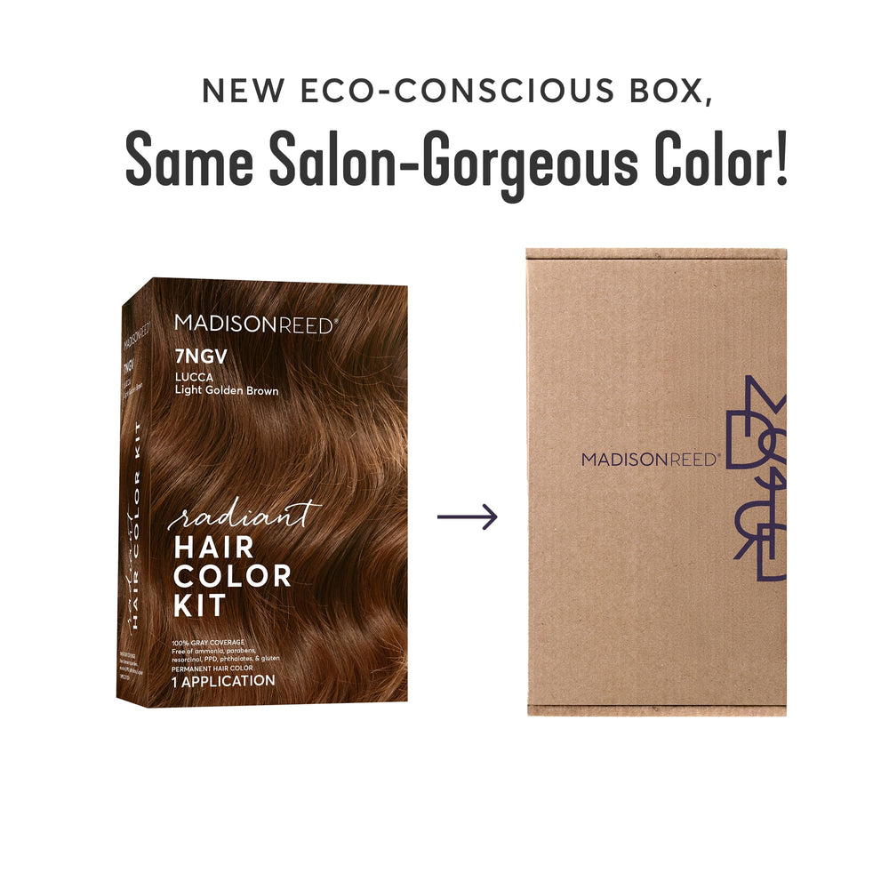 Madison Reed Radiant Color Kit shade 7NGV swatch in light golden brown