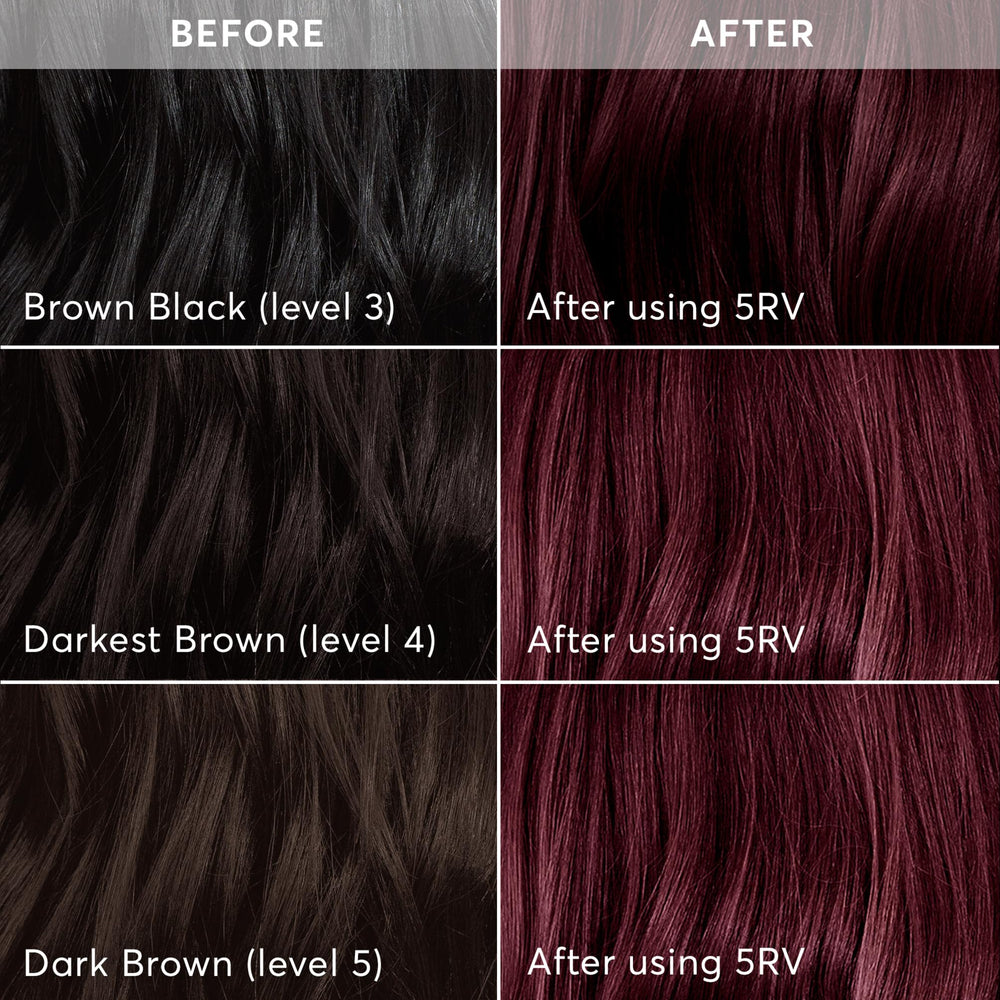 Madison Reed Garnet shade on hair after processing in natural light.