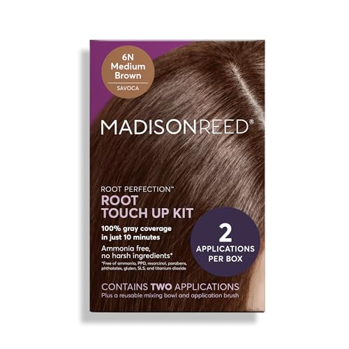 Madison Reed Root Perfection Savoca 6N kit with dual-applications for seamless gray root coverage.
