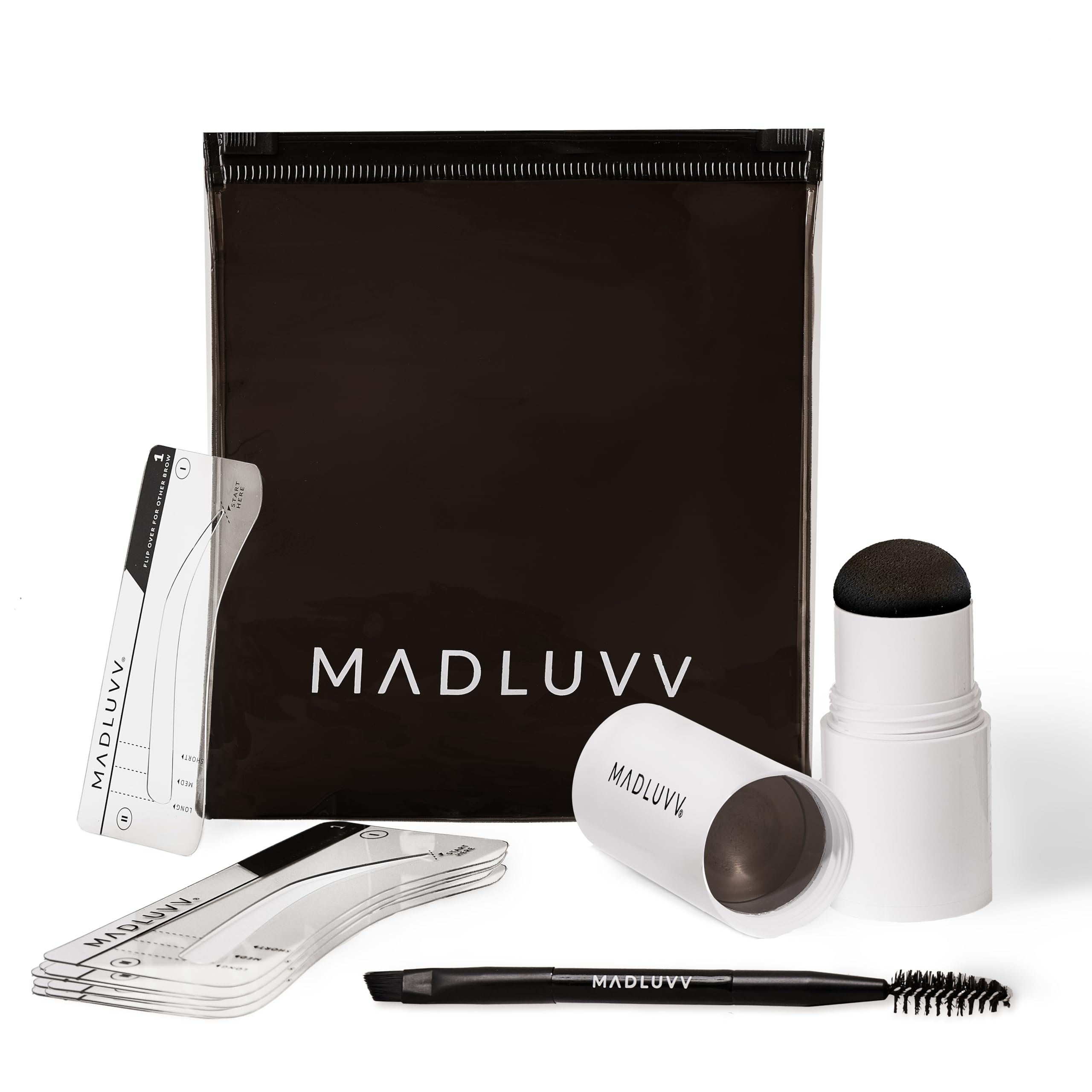 MADLUVV Brow Stamp Kit cap pigment release demonstrates quick, precise brow color.