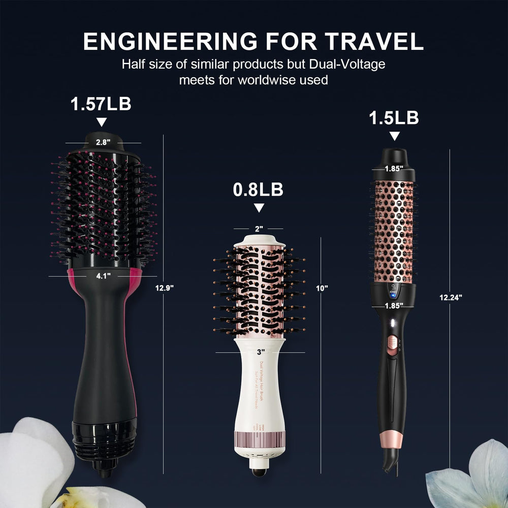 Madremía travel dual voltage hair dryer brush 360° swivel cord reduces tangling during grooming