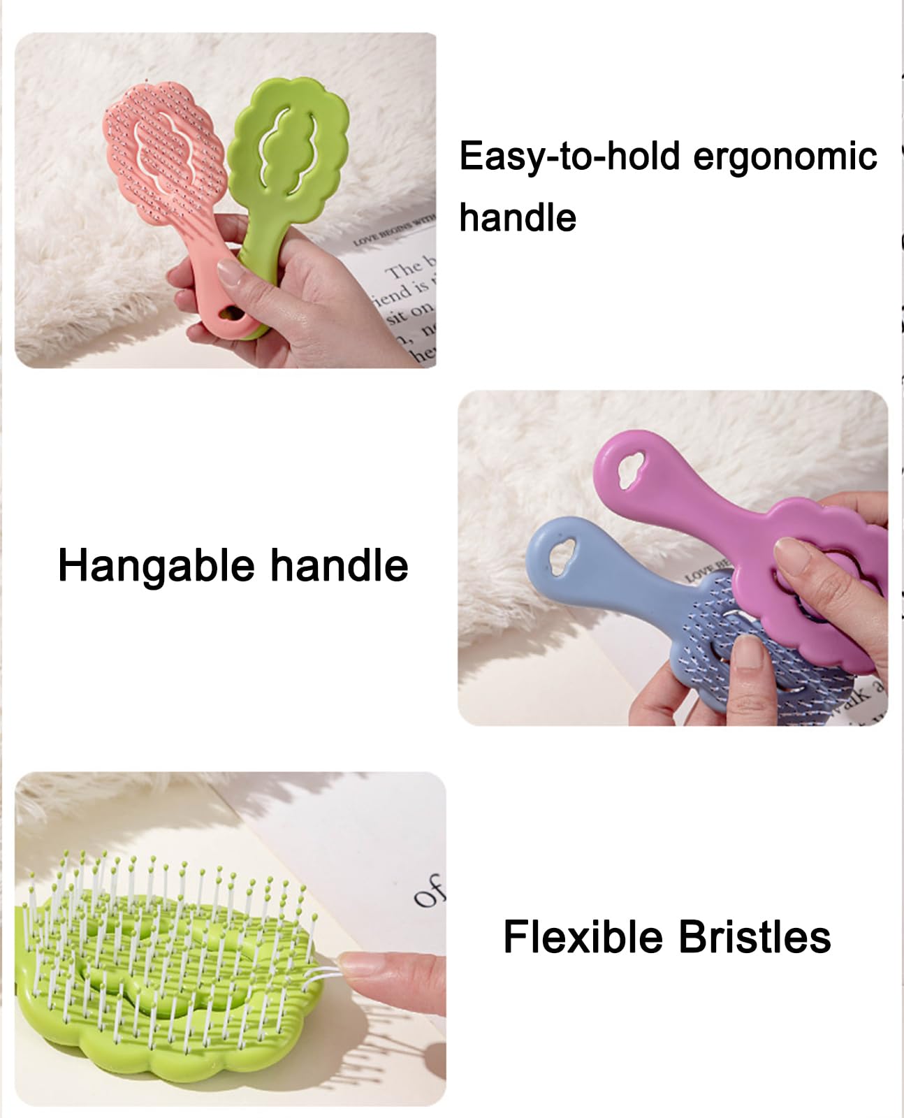 MAEELOU Cloud Shape Brush blue handle area shows comfortable grip.