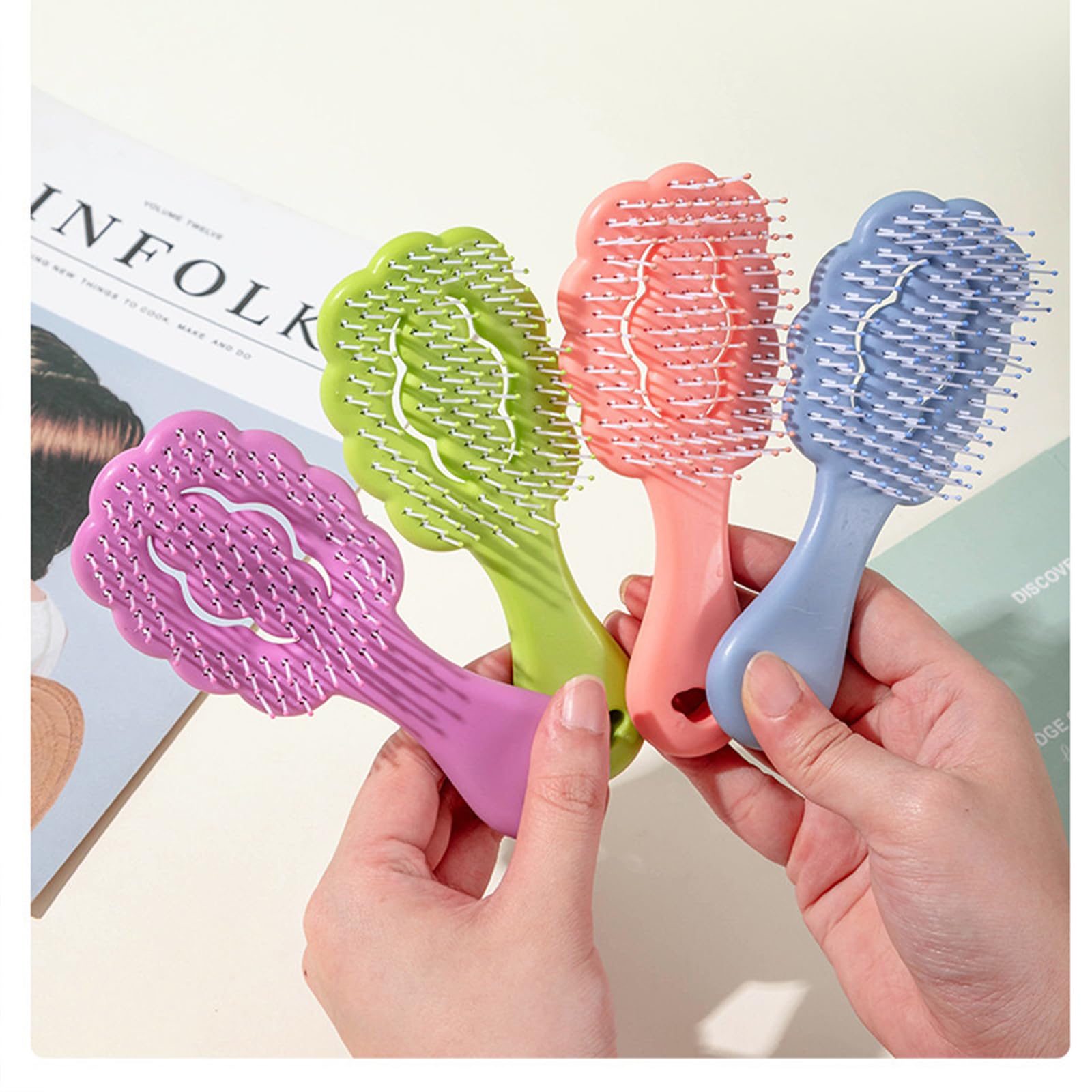 MAEELOU Cloud Shape Brush blue travel-ready scene shows on-the-go grooming.
