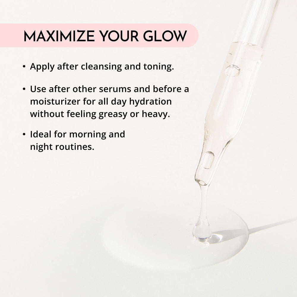 Maelove Hydrator dewy glow on skin during application and under moisturizer