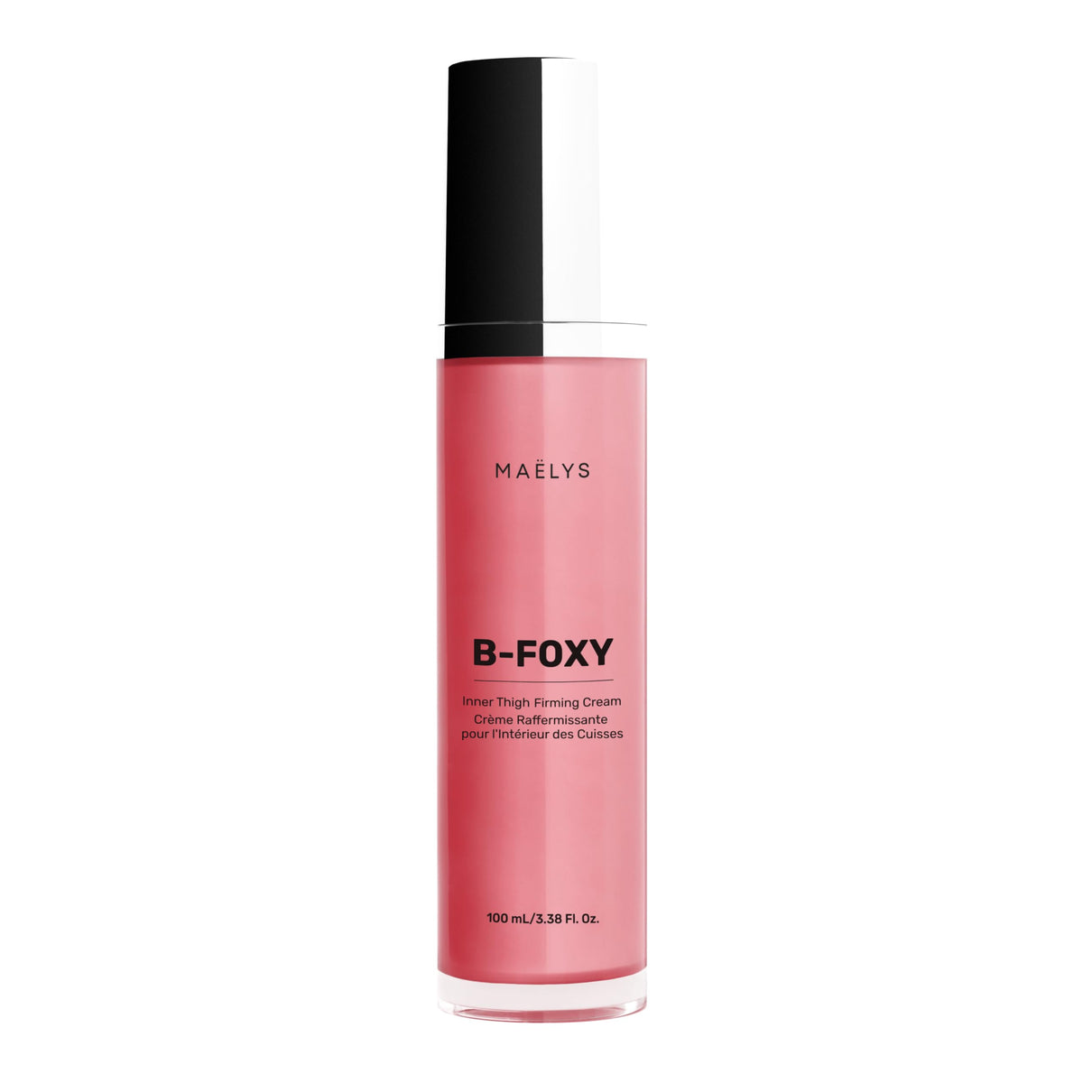 MAËLYS B-FOXY inner thigh firming cream jar showing smoothing formula for firmer-looking thighs