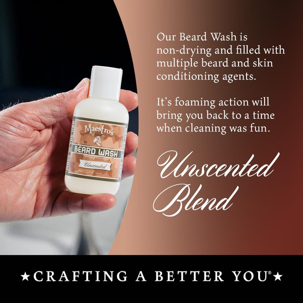 Maestro's Classic Beard Wash softening-beard helps manage unruly hair with a smoother feel.