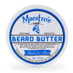 Maestro's Classic Beard Butter jar showcasing its rich contents.