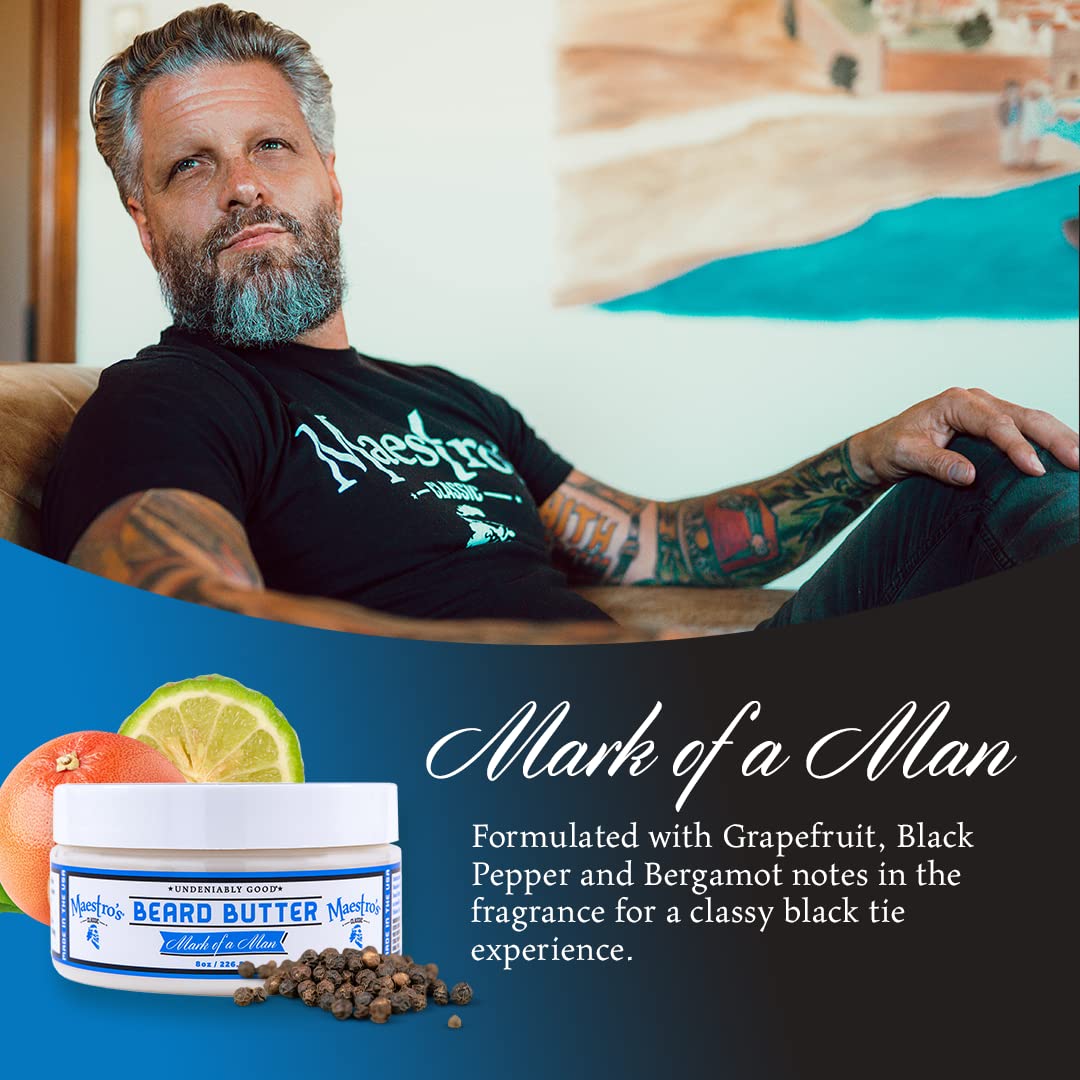 Application of Maestro's Classic Beard Butter for smooth styling.