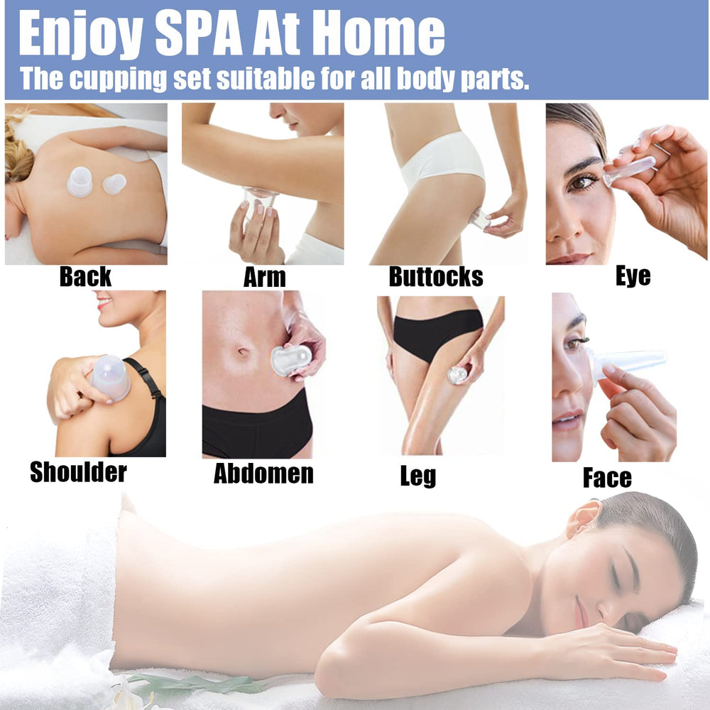 MAFLY cupping set pieces highlight varied cup sizes for facial and body routines.