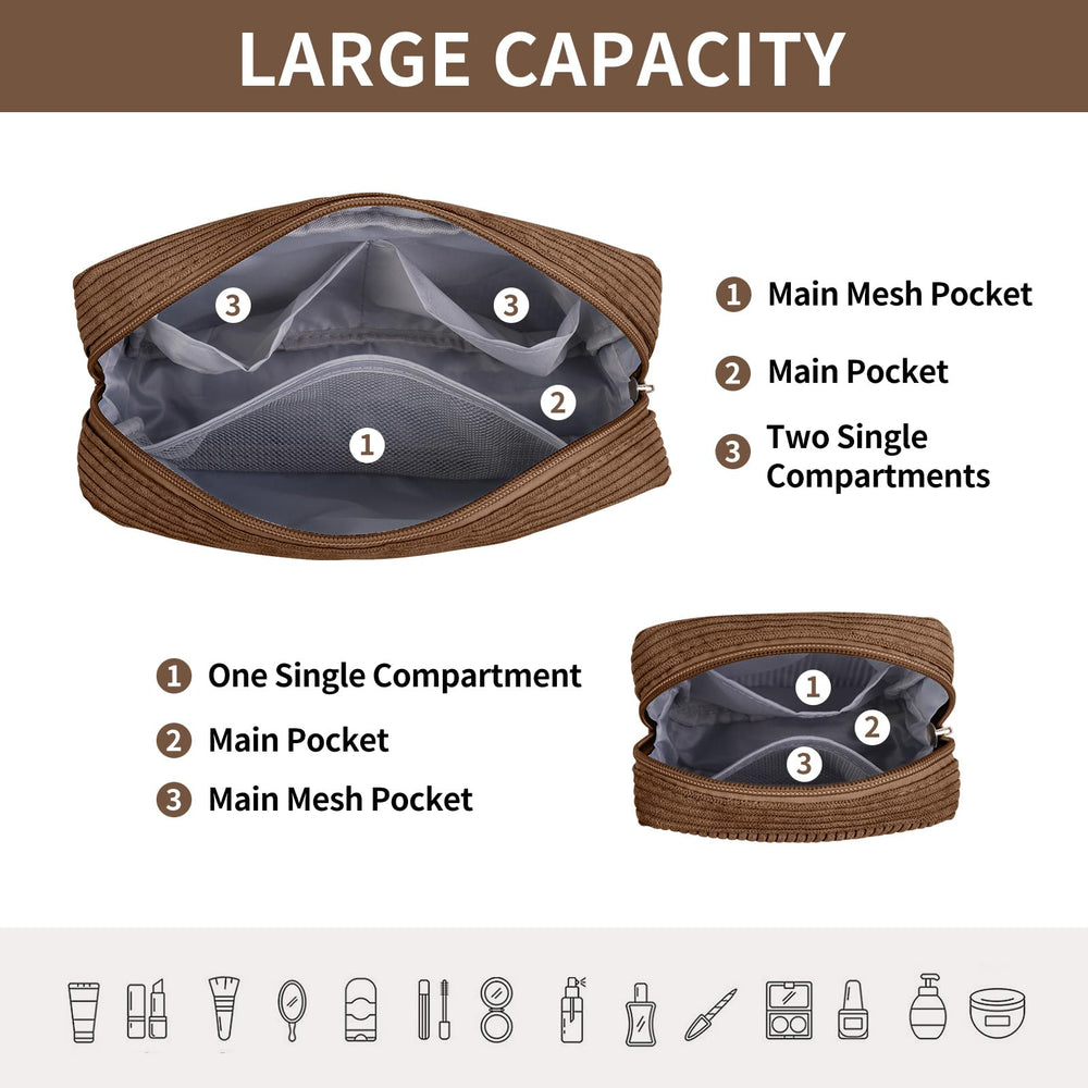 Magefy corduroy makeup bag color options for daily and travel use