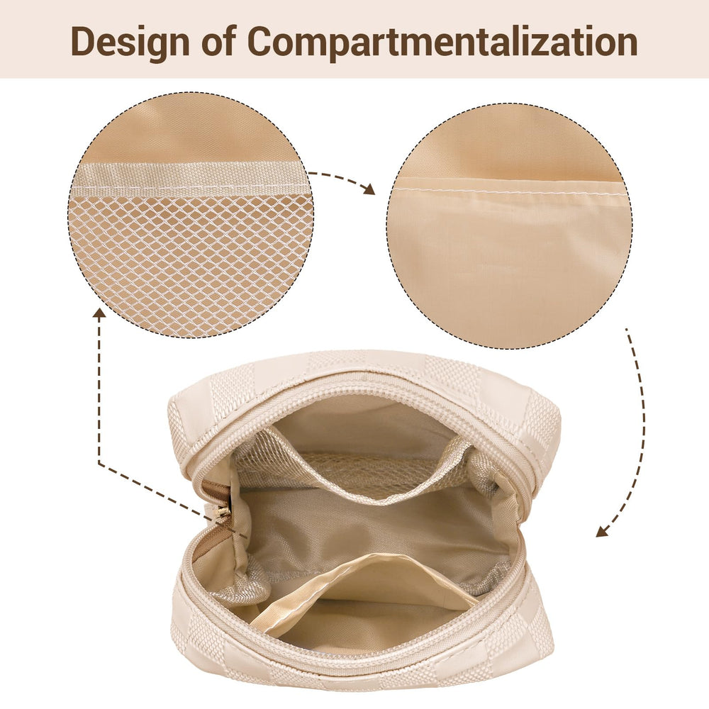MAGEFY compact makeup bag with zip-top for easy travel.