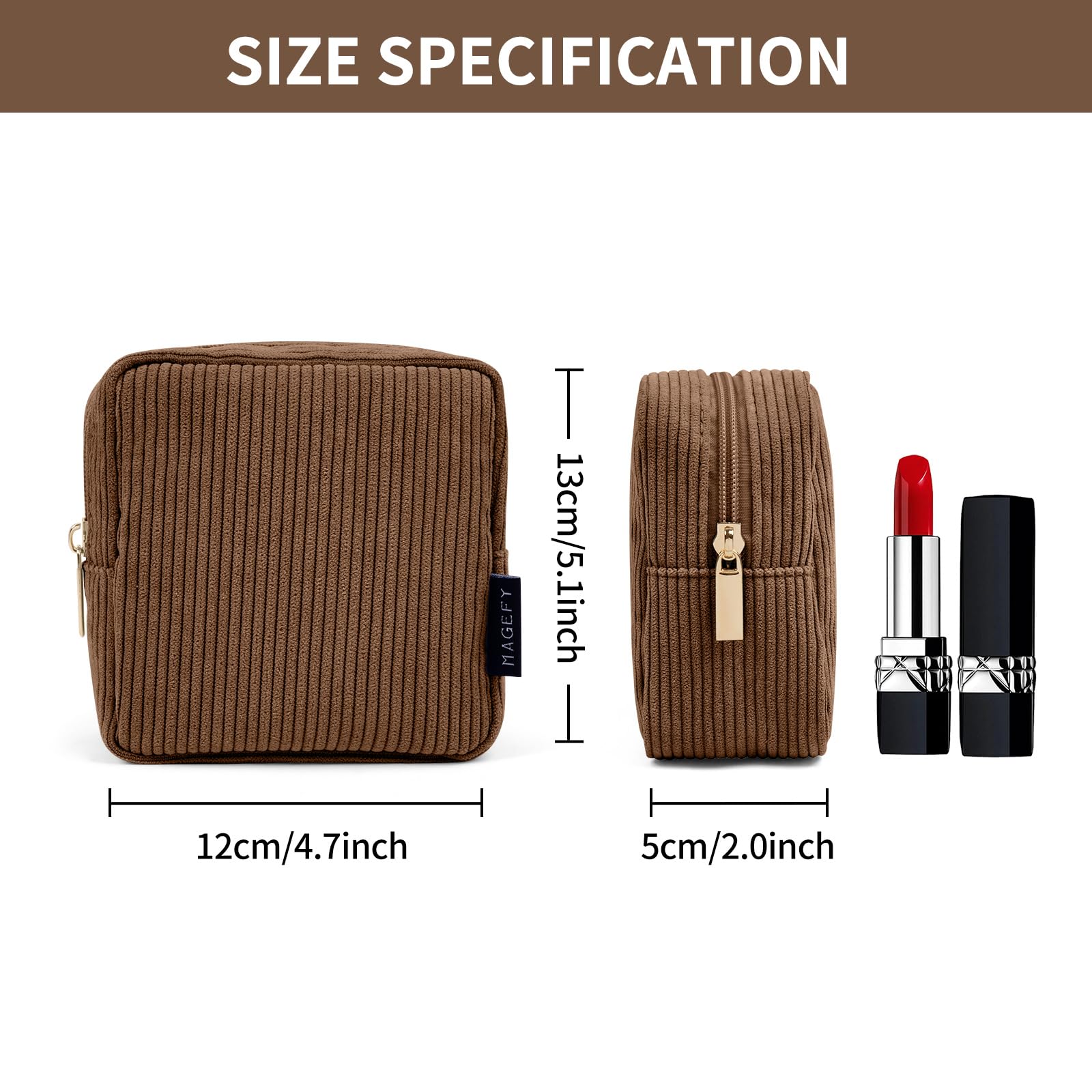 Magefy corduroy makeup bag interior pockets on both sides for separation