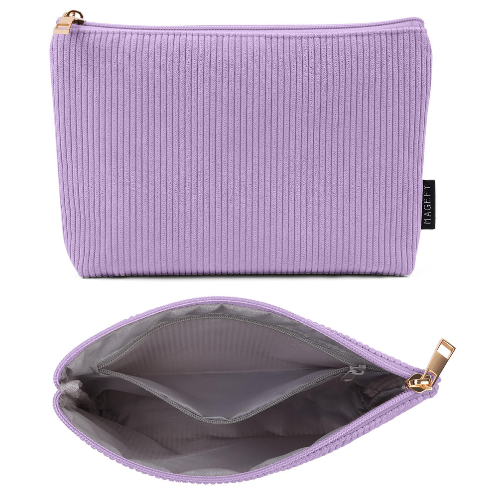 MAGEFY corduroy makeup bag purple gift-ready design for gifting