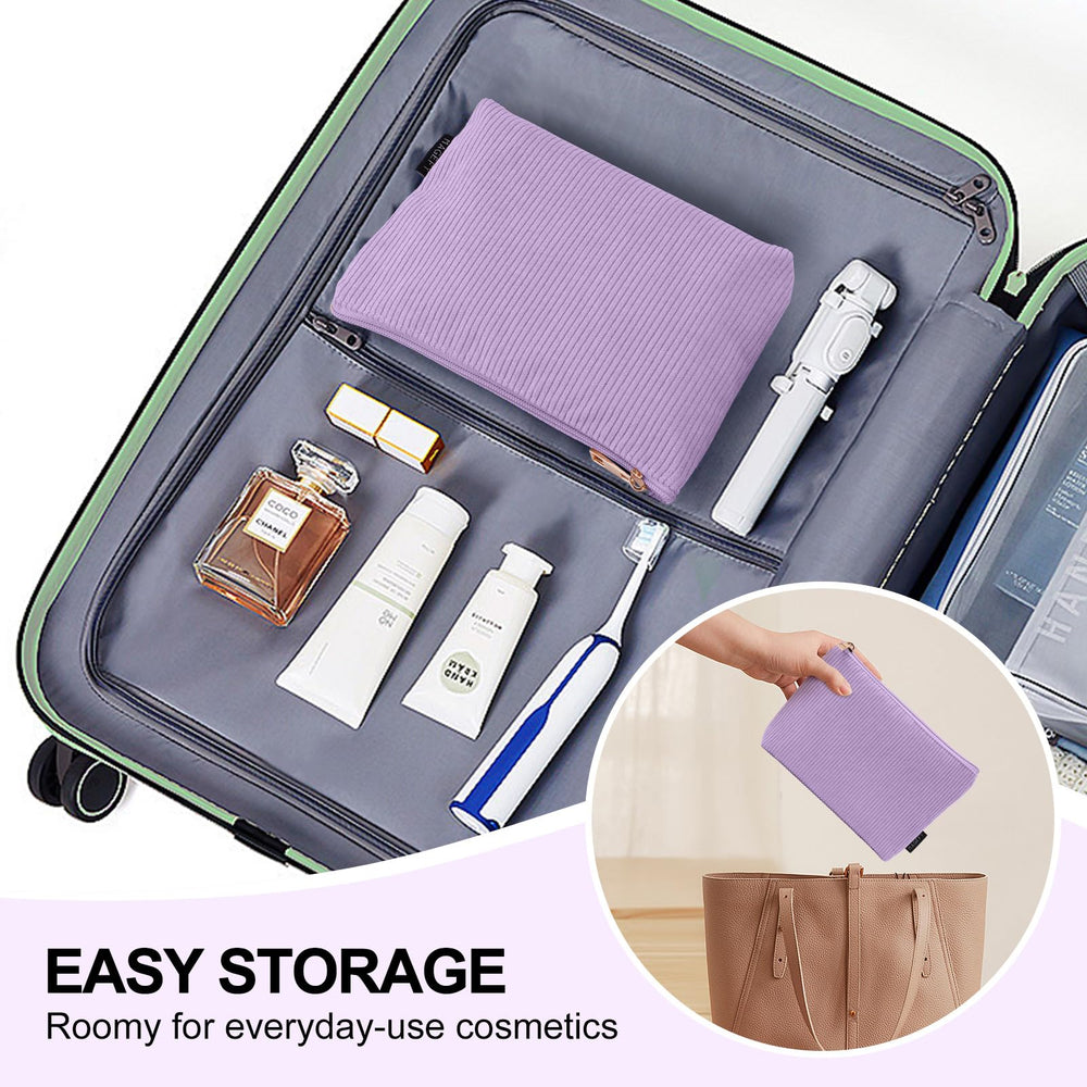 MAGEFY corduroy makeup bag purple zipper closure keeps contents secure