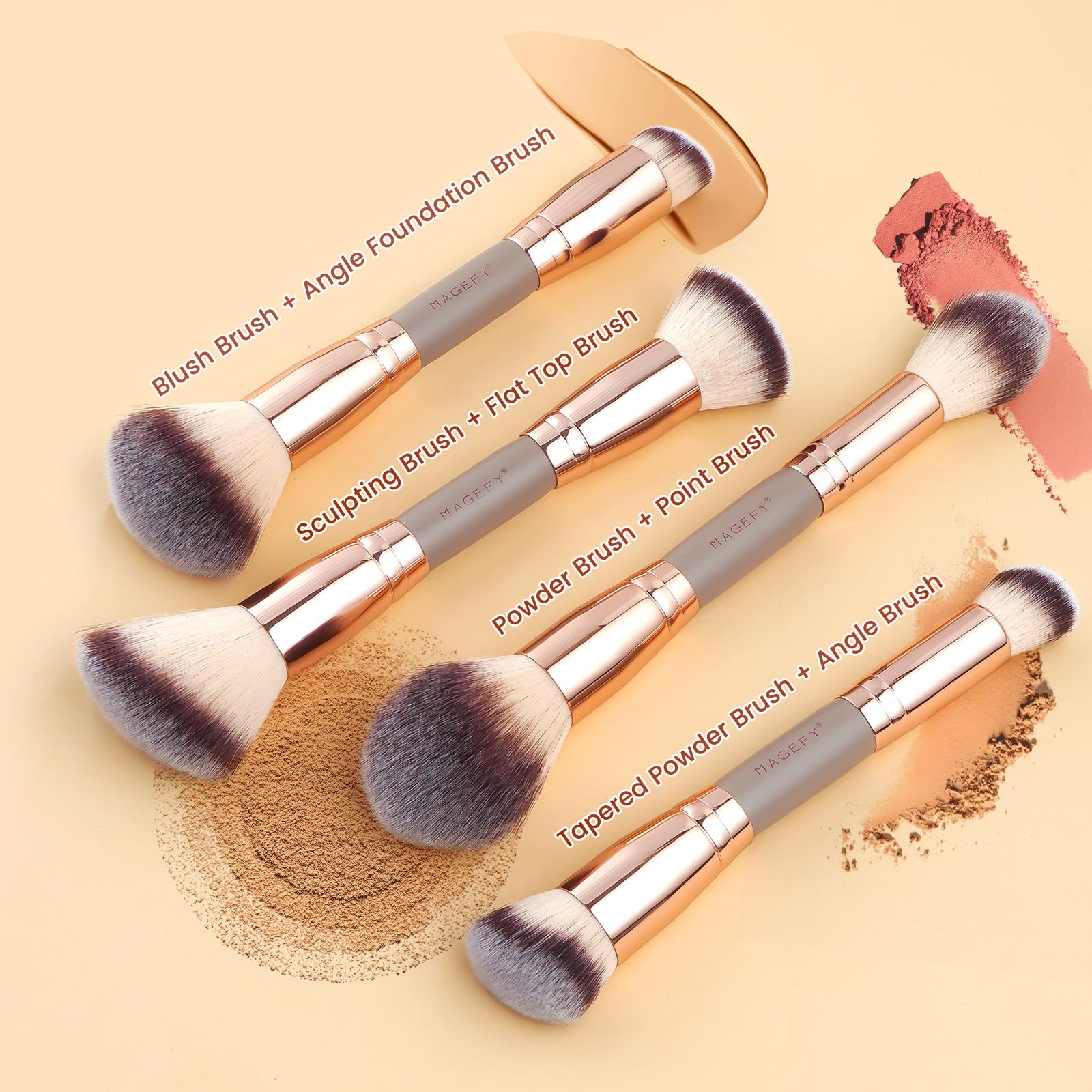 MAGEFY dual-ended face brush closeup for multiple face applications
