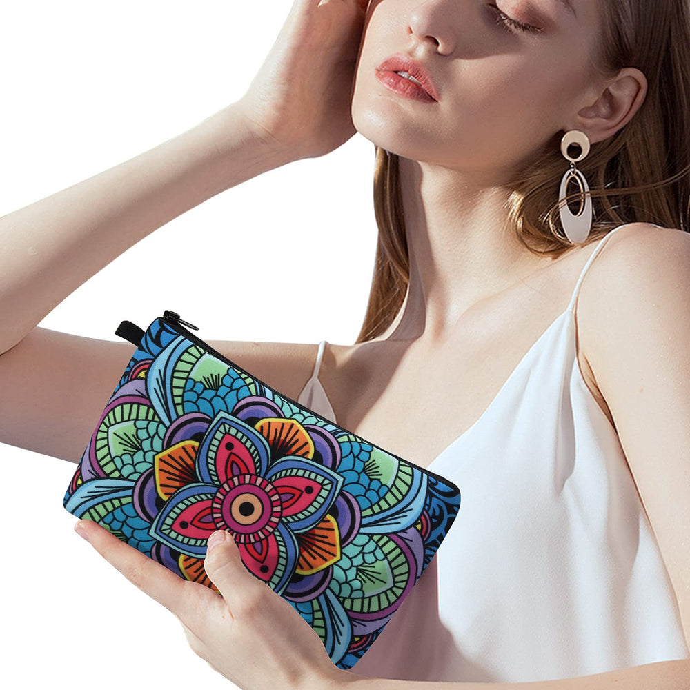 MAGEFY blue makeup bag side profile highlighting portable design
