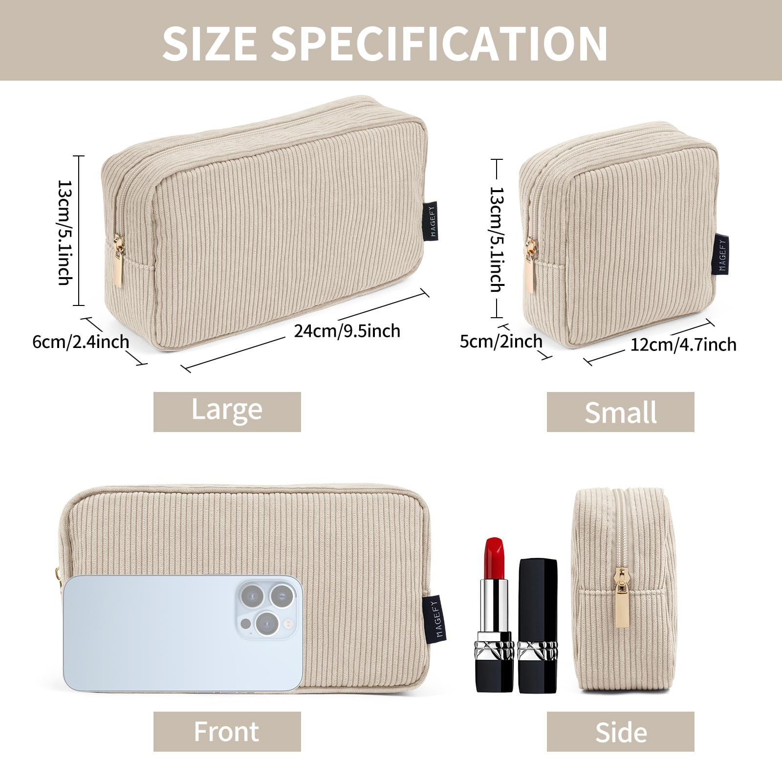 MAGEFY soft corduroy material in beige with plush feel.