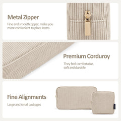 MAGEFY travel-friendly beige makeup bag ready for trips and daily use.