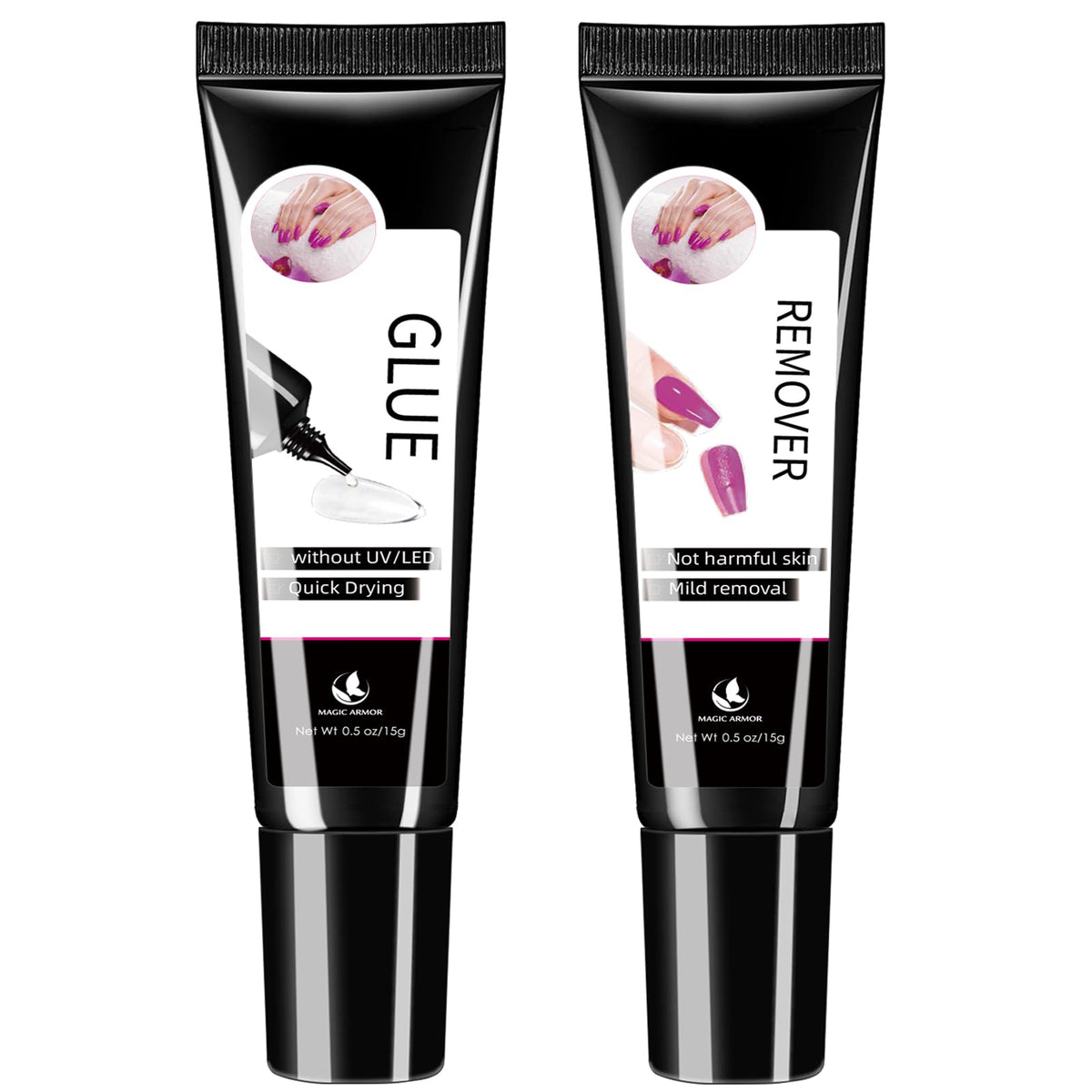 MAGIC ARMOR pegamento semisólido para uñas 15g, adherencia rápida y duradera.