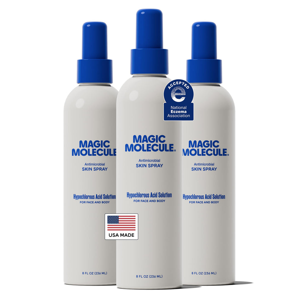 Magic Molecule Skin Cleanser bottle front showing HOCl spray for safe, gentle cleansing