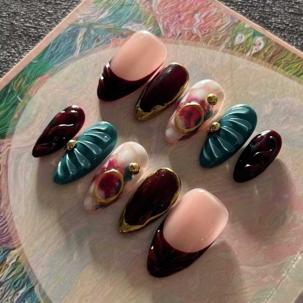 MAGLFELL fall press on nails 3d-gel-texture emphasizes depth and premium finish.