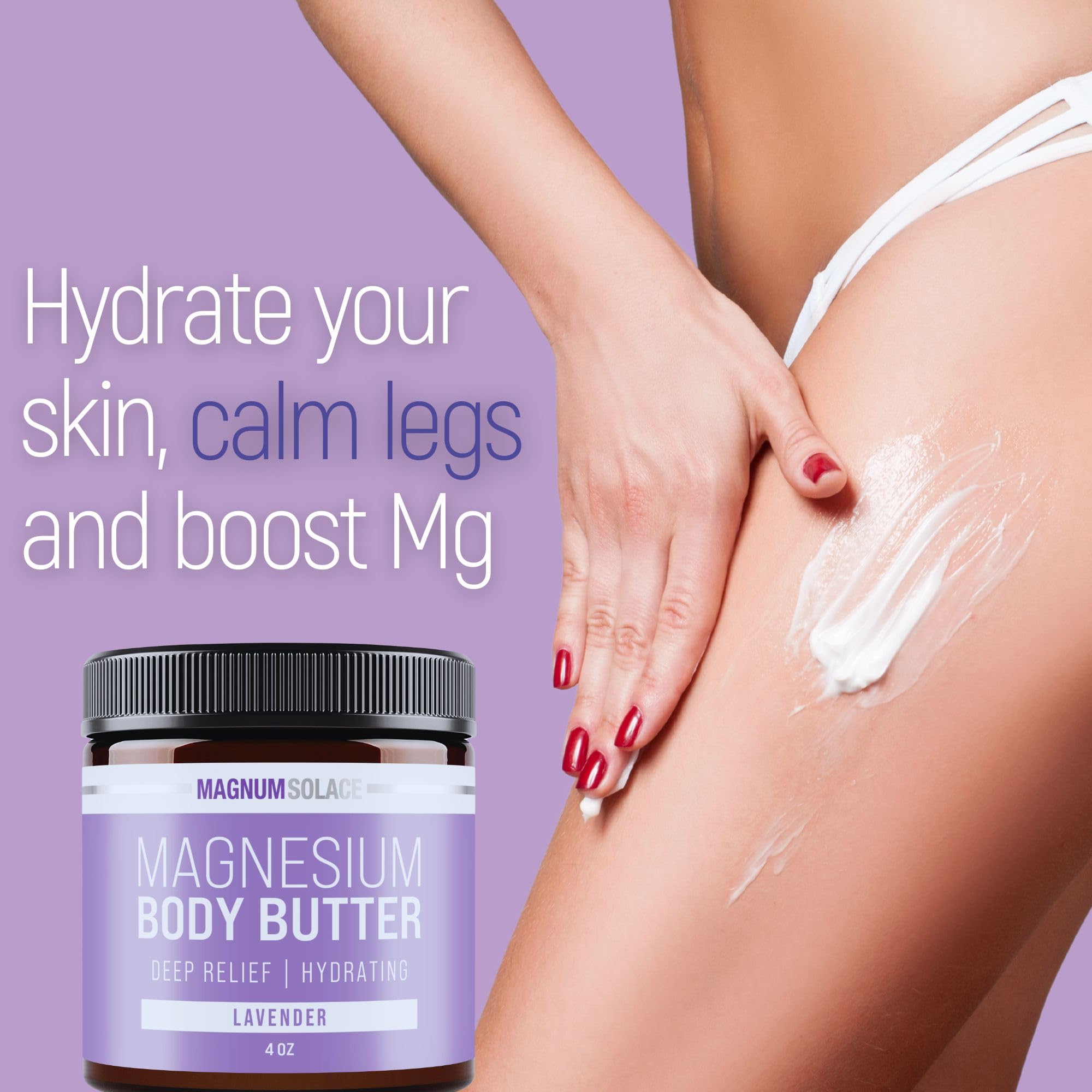 Magnum Solace body butter texture scoop demonstrates luxurious application and absorption.