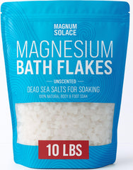 Magnum Solace magnesium flakes dissolve in bath water for a relaxing soak.