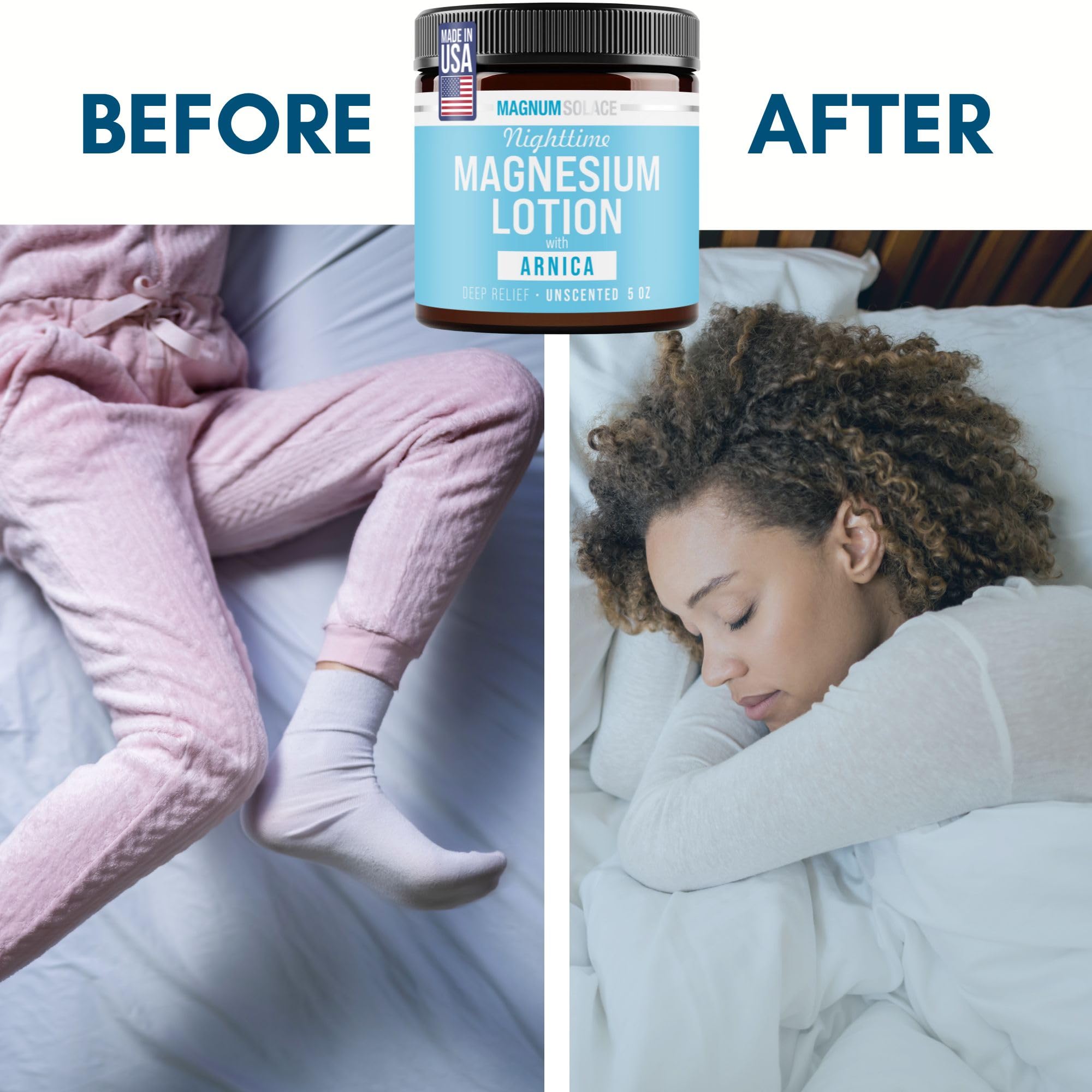 Magnum Solace Nighttime Lotion with shea and grapeseed shows hydrating ingredients.