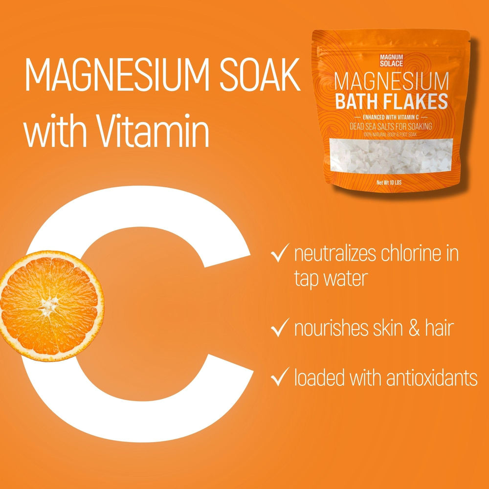 Magnum Solace vitamin C crystals detail on magnesium flakes for enhanced mineral balance
