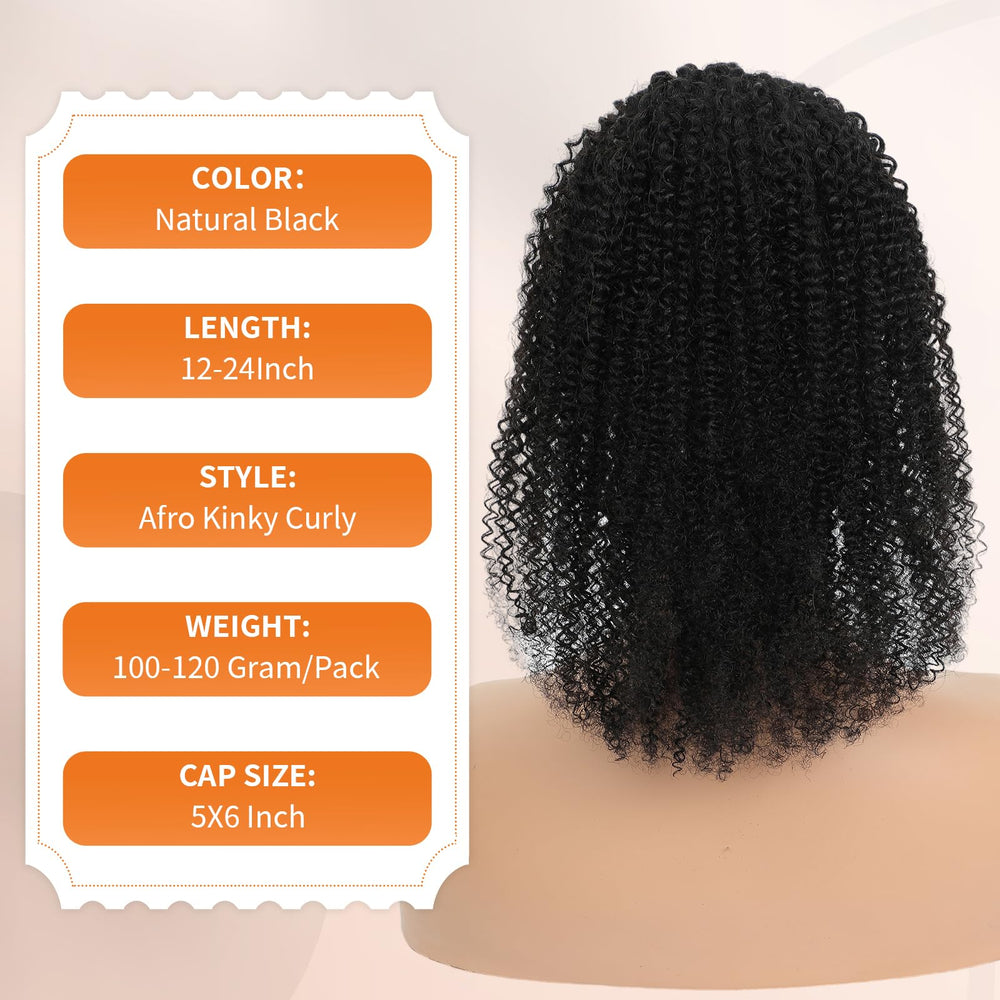 MAHKOTAKU Afro Kinky Curly Ponytail drawstring assembly demonstrates secure, comfortable fit.