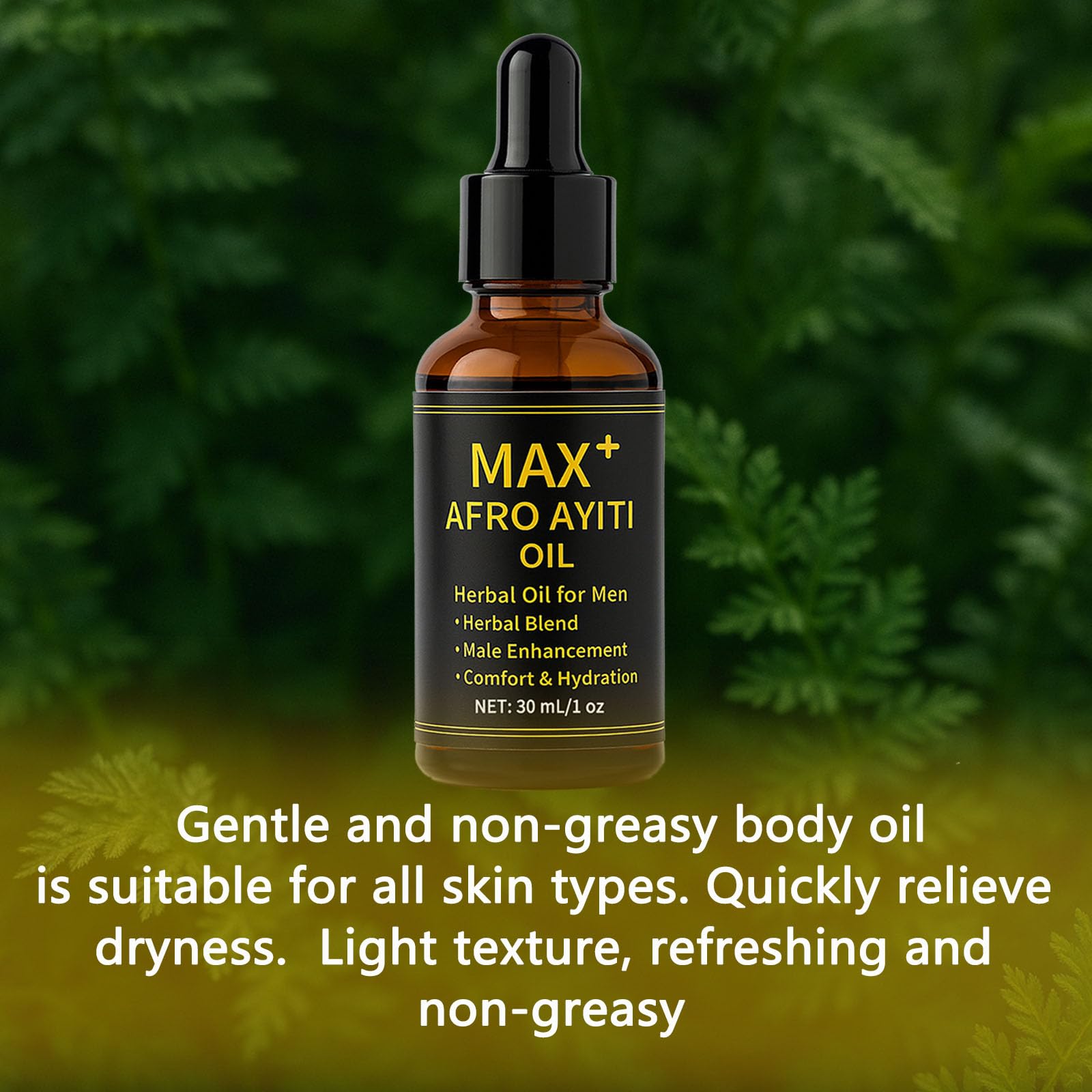 Maidlure Max+ Afro Ayiti Oil packaging highlights herbal blend.