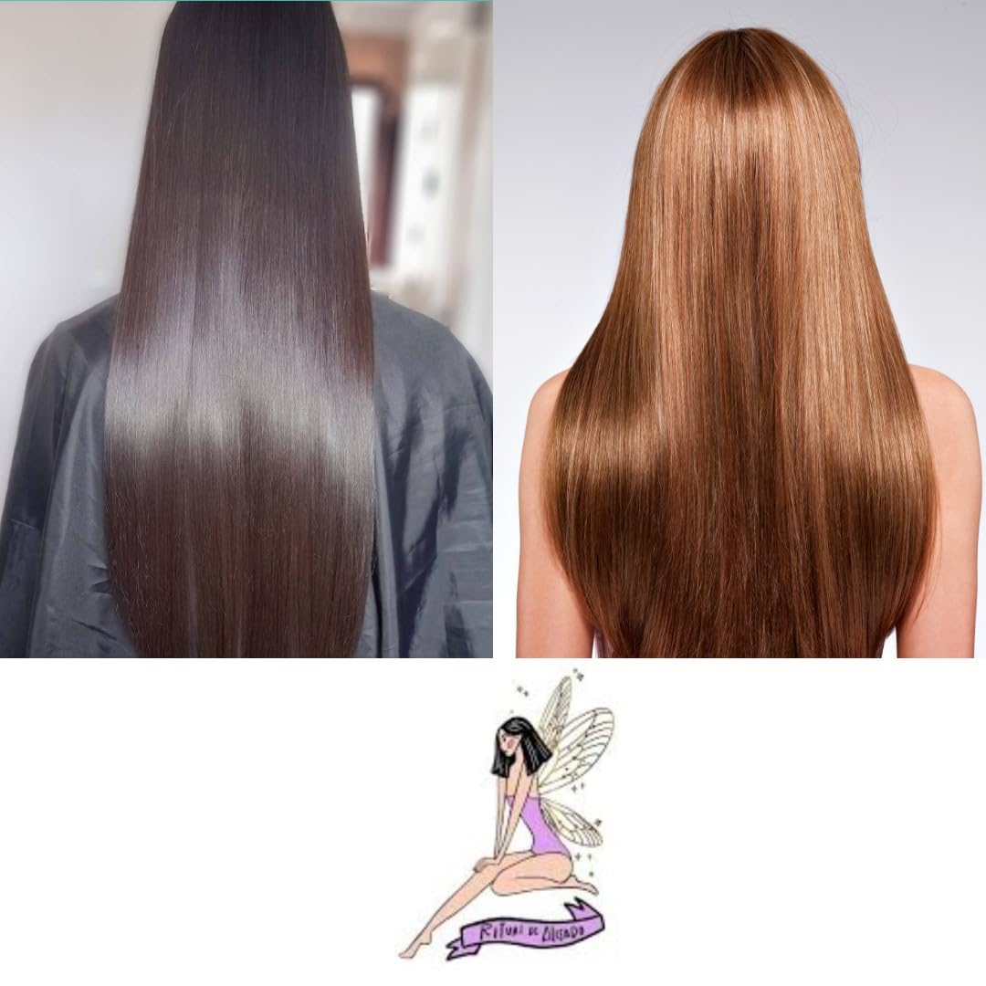 Maike Amour Ritual Botanico hair before after shows smoother transformation.