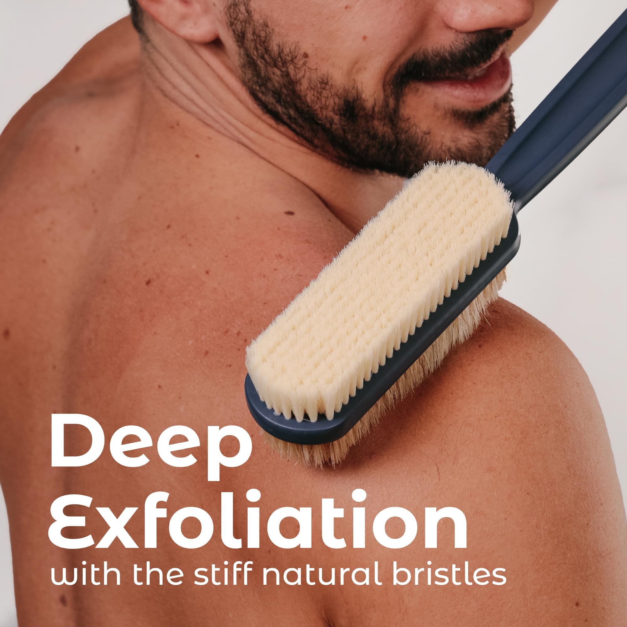 MainBasics molded-plastic construction highlights durable, easy-to-clean shower brush