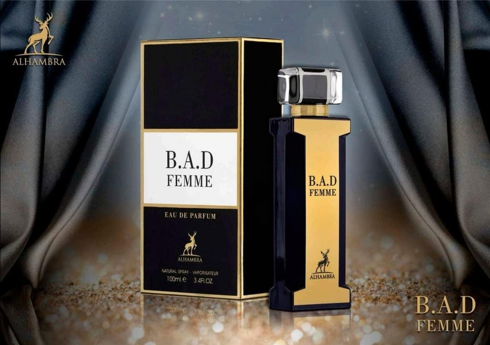 Maison Alhambra B.A.D EDP bottle near pulse points for lasting scent