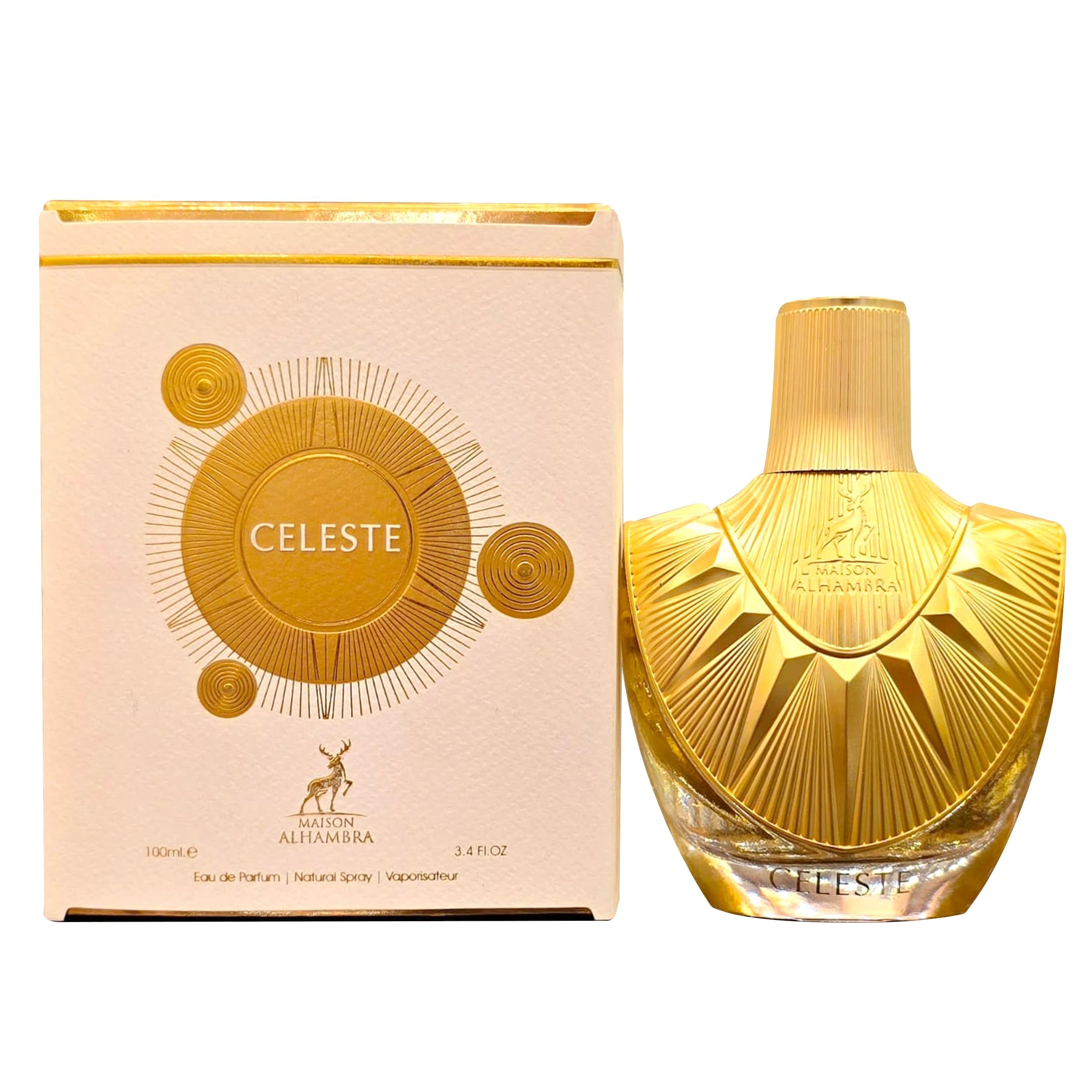 Maison Alhambra Celeste bottle cap close-up highlighting premium packaging.