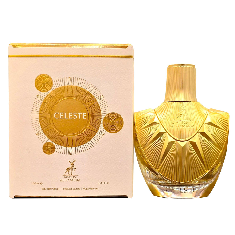 Maison Alhambra Celeste bottle cap close-up highlighting premium packaging.