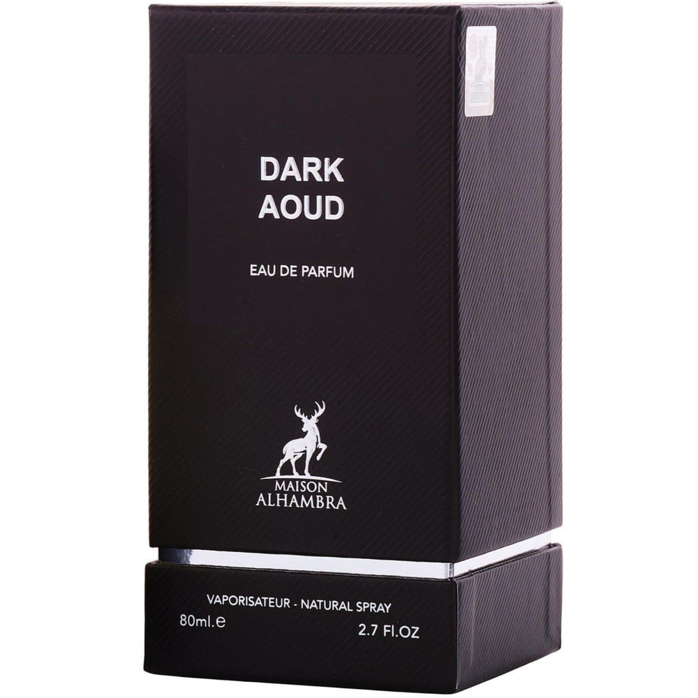 Maison Alhambra Dark Aoud amber-base tone suggests long-lasting elegance for cool evenings