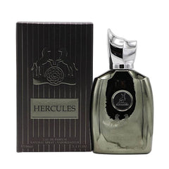Maison Alhambra Hercules bottle front view hints at lasting woody fragrance.