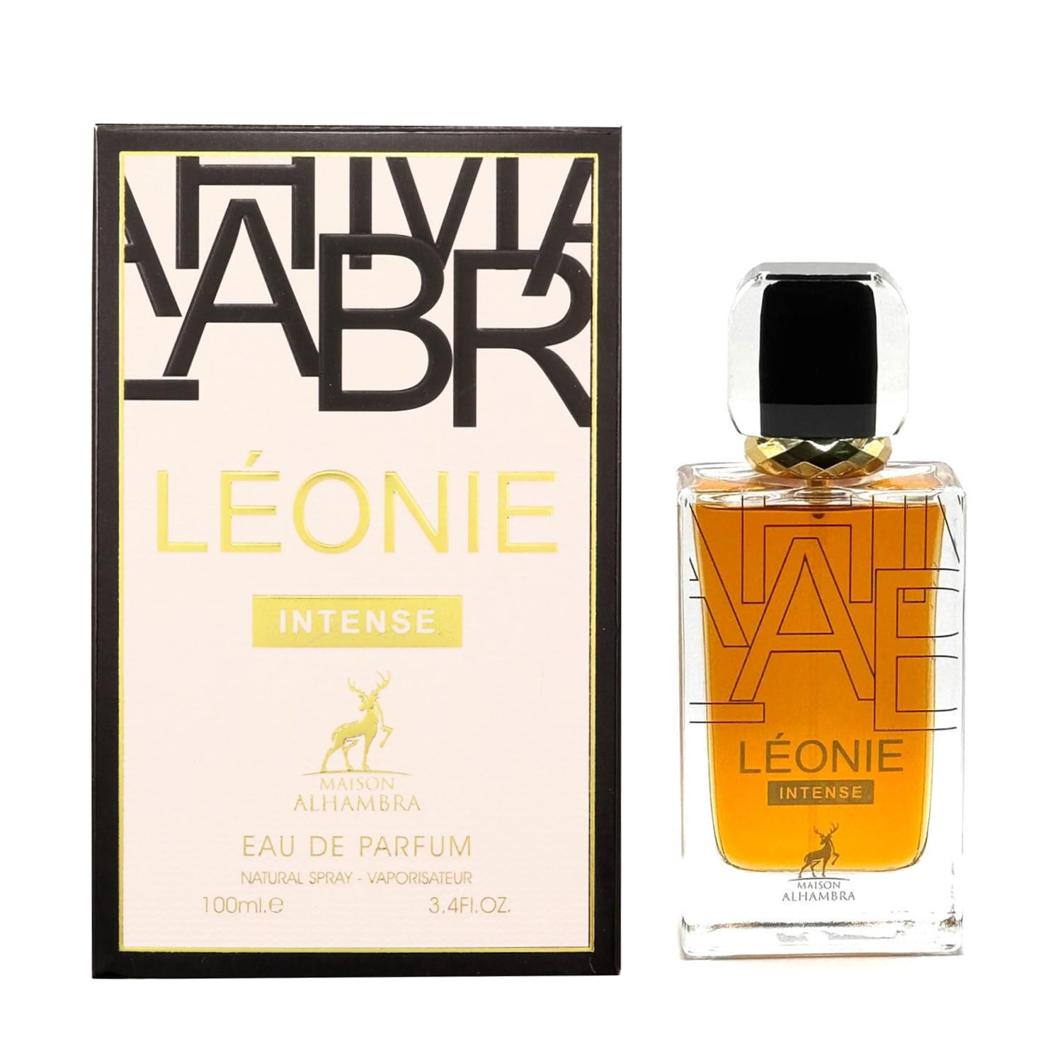 Leonie Intense packaging by Maison Alhambra exudes luxury, ideal for gifting.