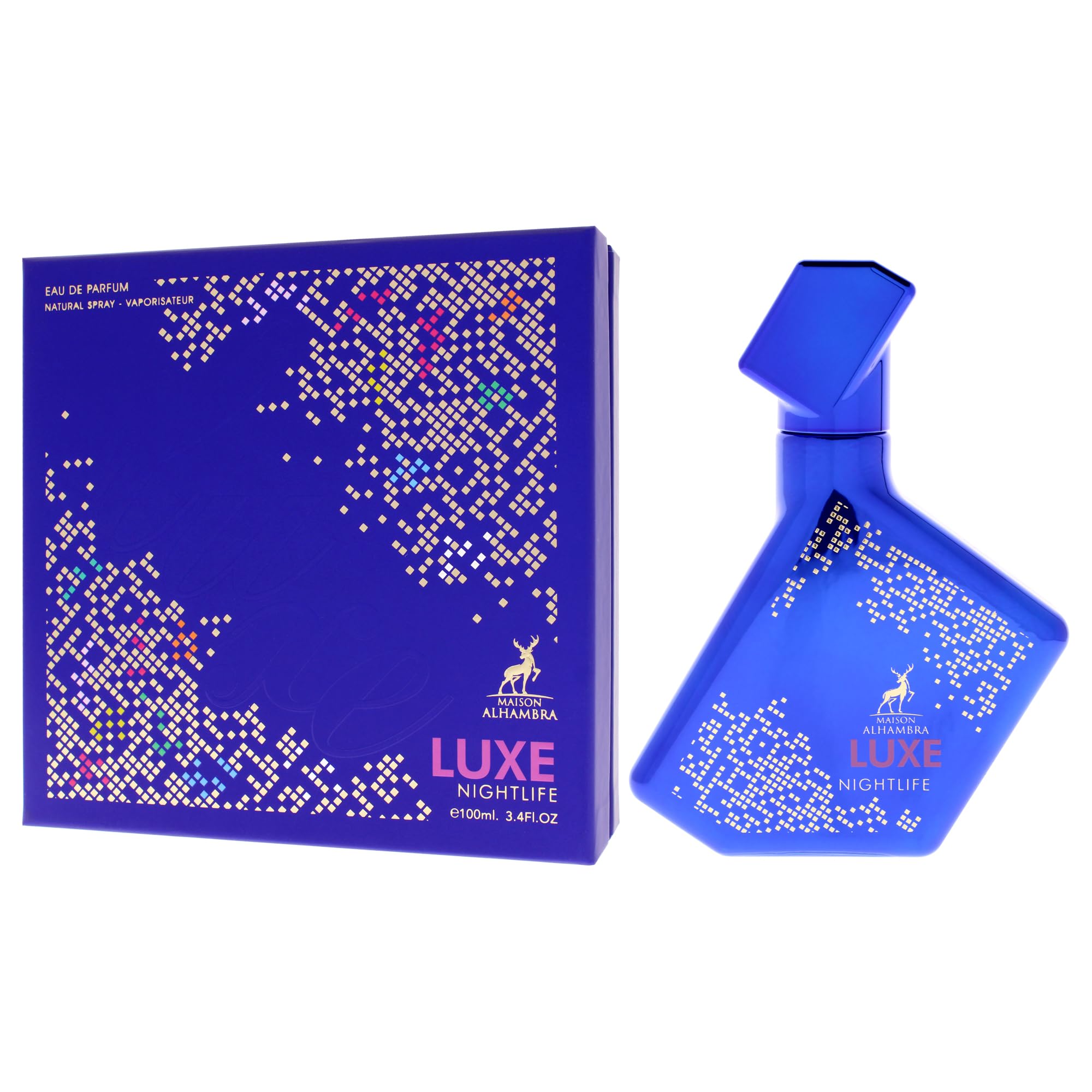 Maison Alhambra Luxe Nightlife packaging box signals luxury and portability