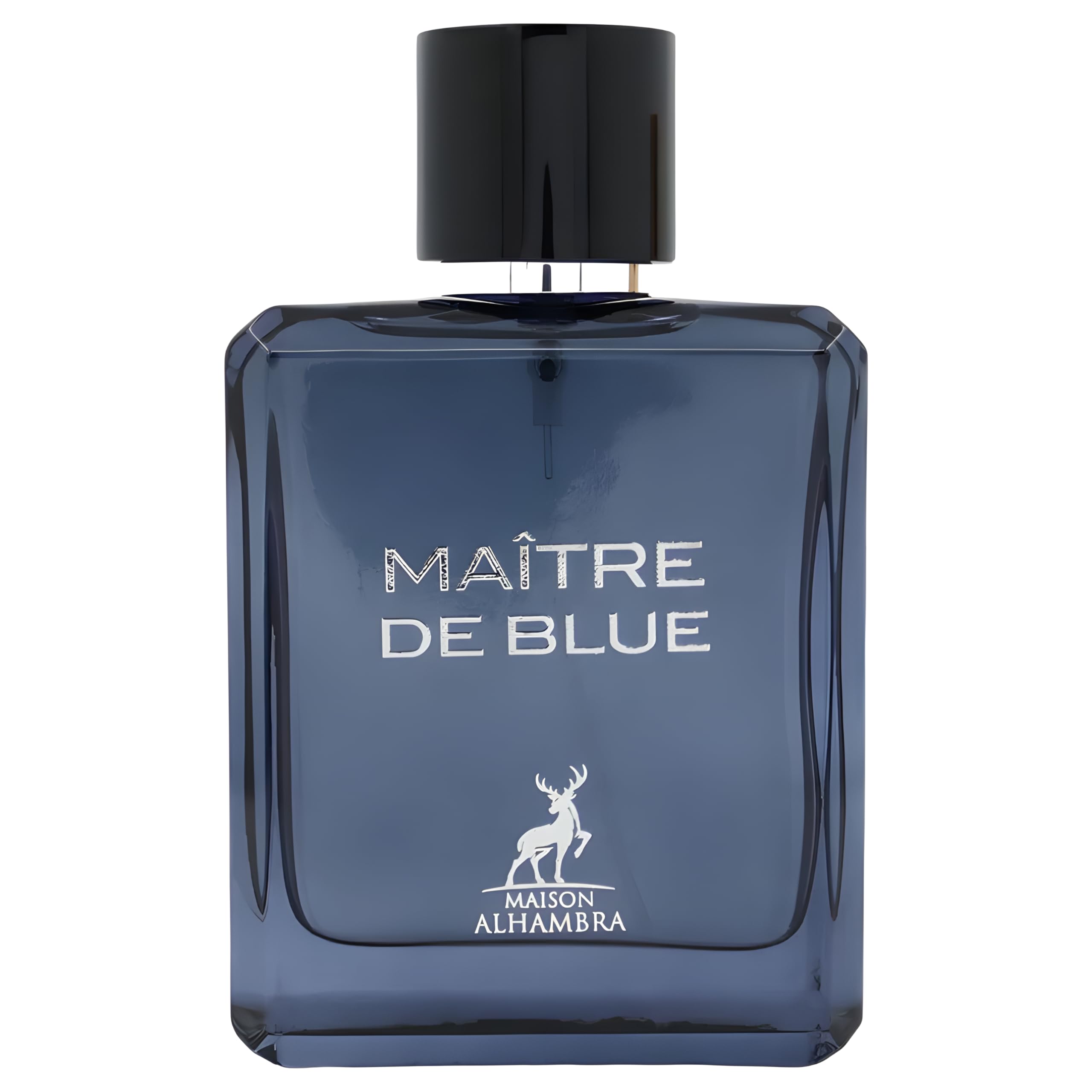 Maison Alhambra Maitre De Blue bottle close-up for daily wear with a fresh masculine scent.