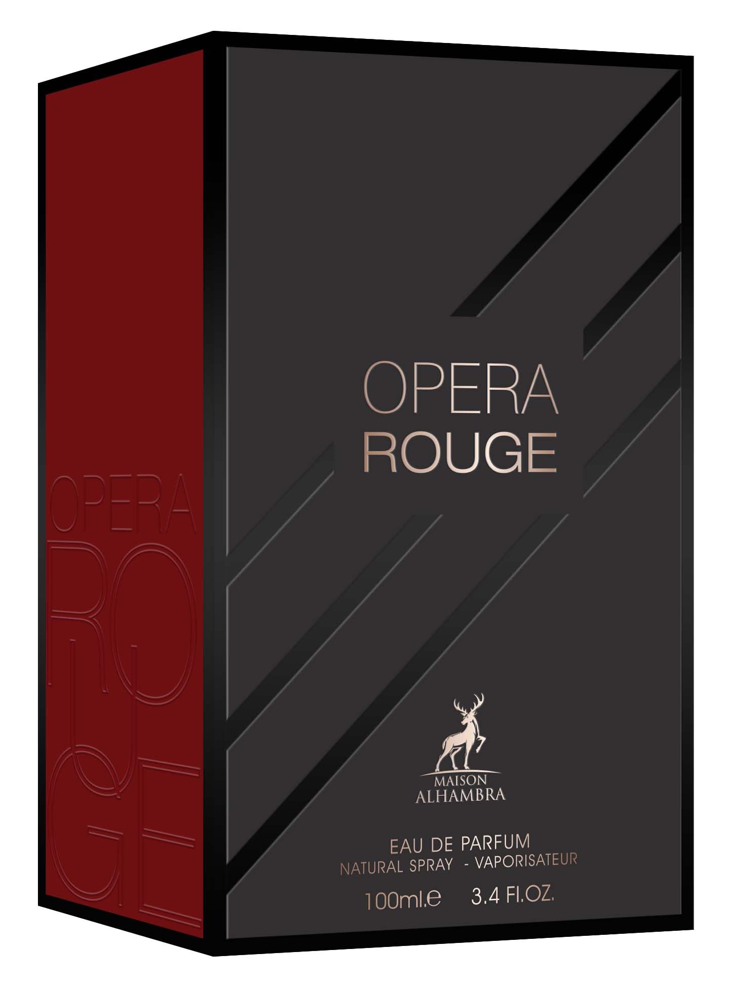 Maison Alhambra Opera Rouge spray action showcases easy application for day-to-night fragrance transitions.