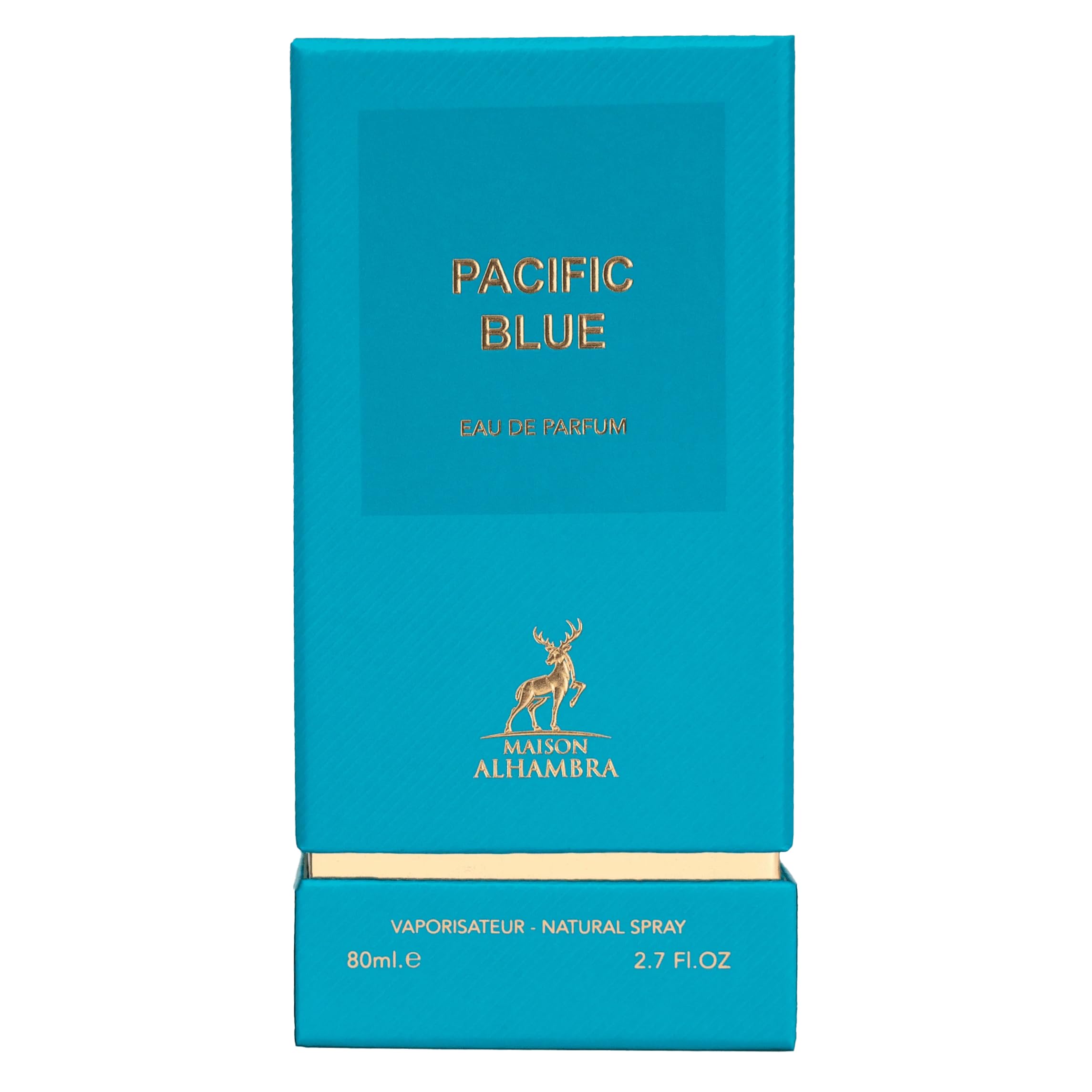 Maison Alhambra Pacific Blue EDP holiday-display with unisex scent versatility