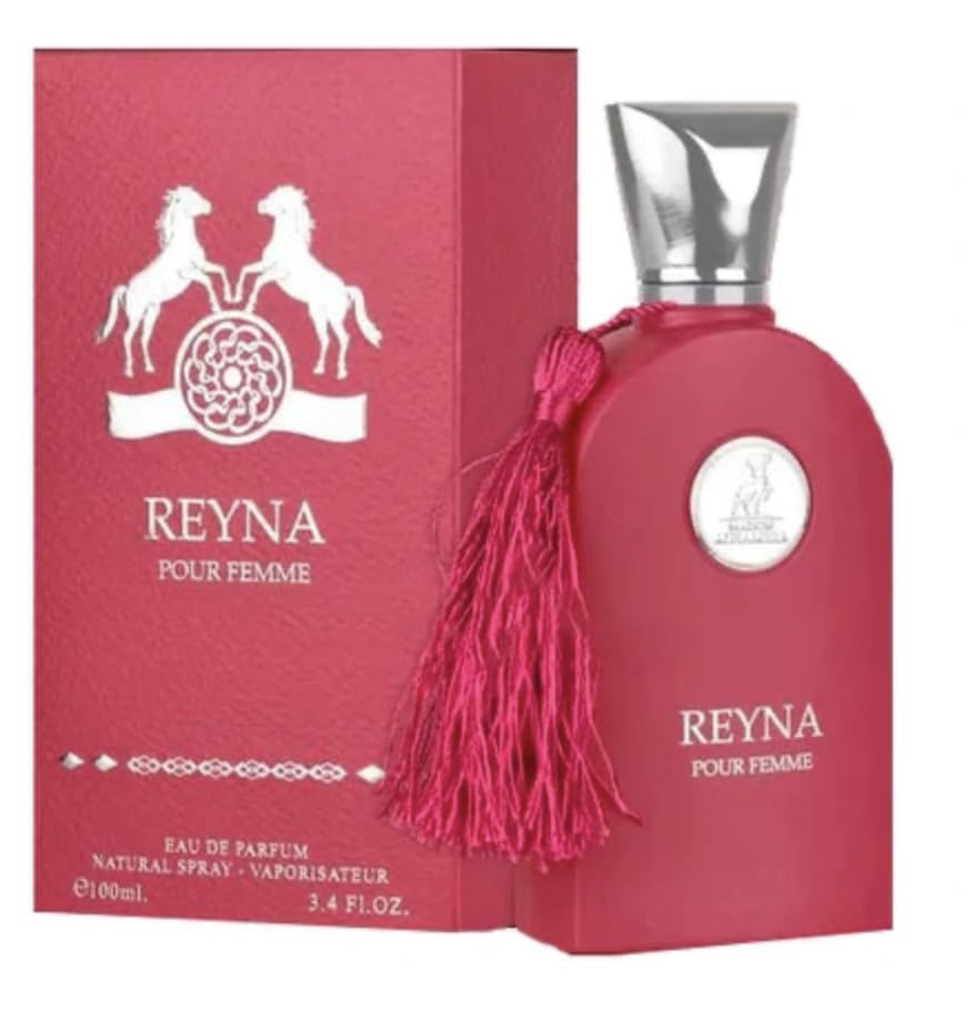 Maison Alhambra Reyna Pour Femme bottle highlights a delicate floral scent for daily wear.